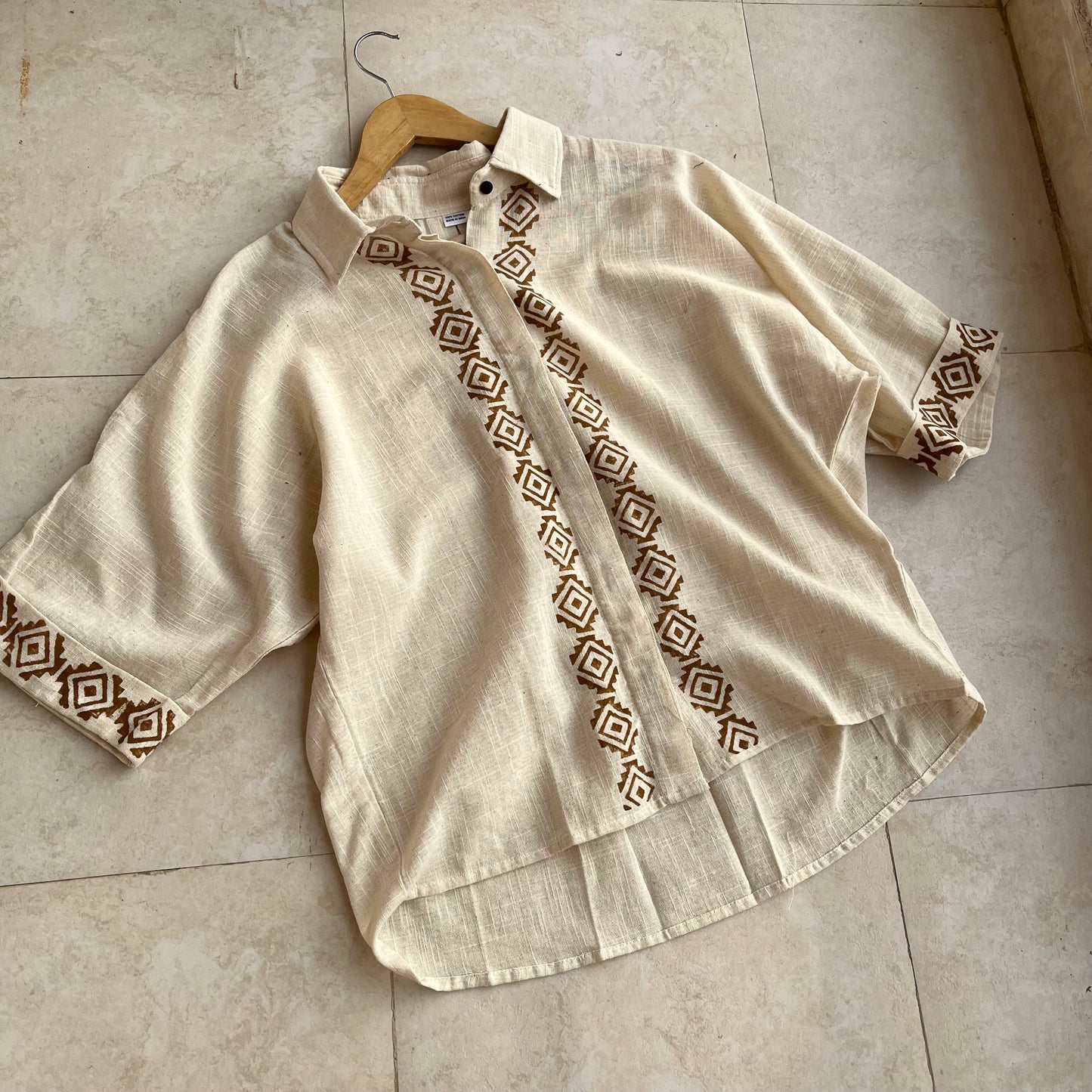 Rahgir Cotton Unisex Shirt - Warm Cream