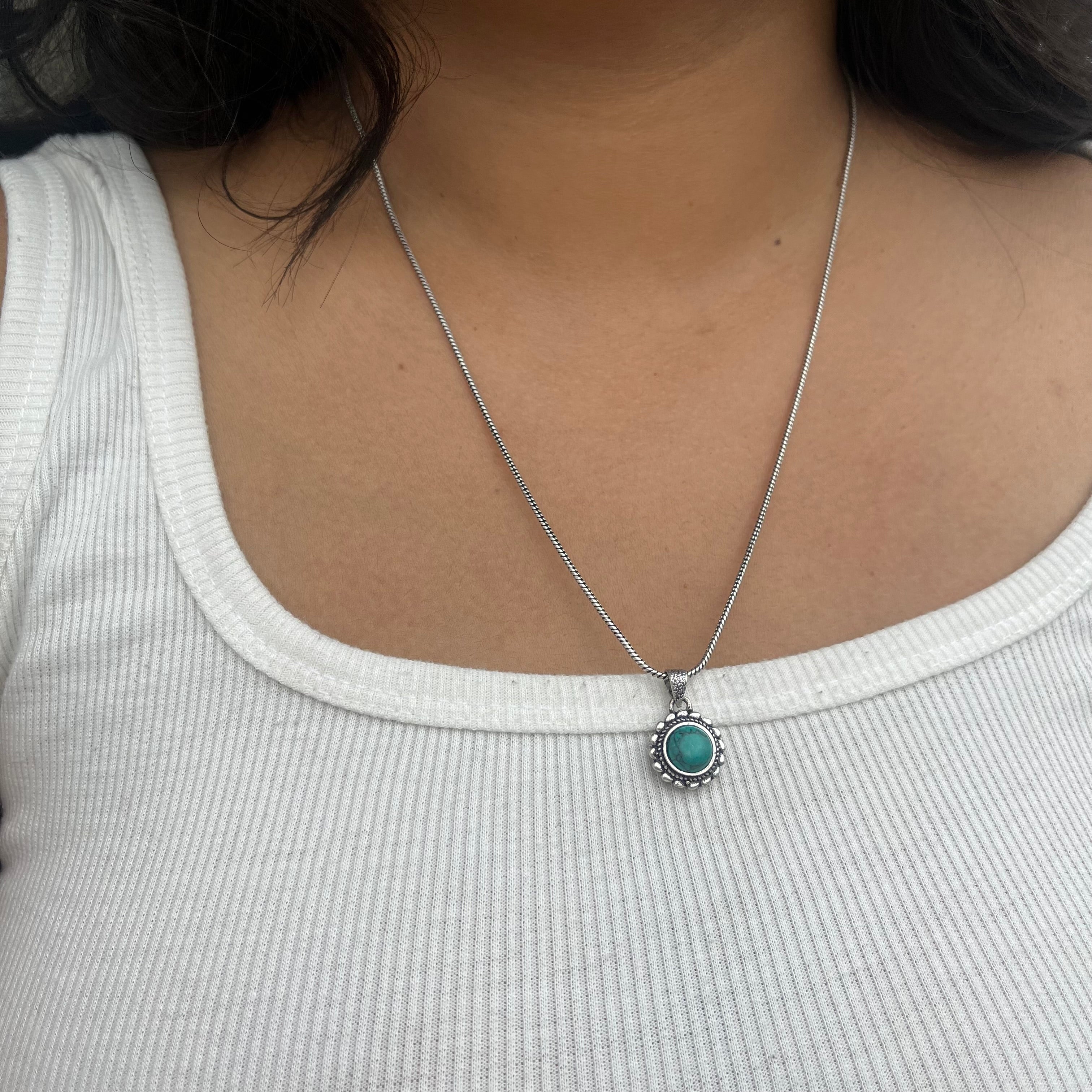 Turquoise Stone Pendant & Chain