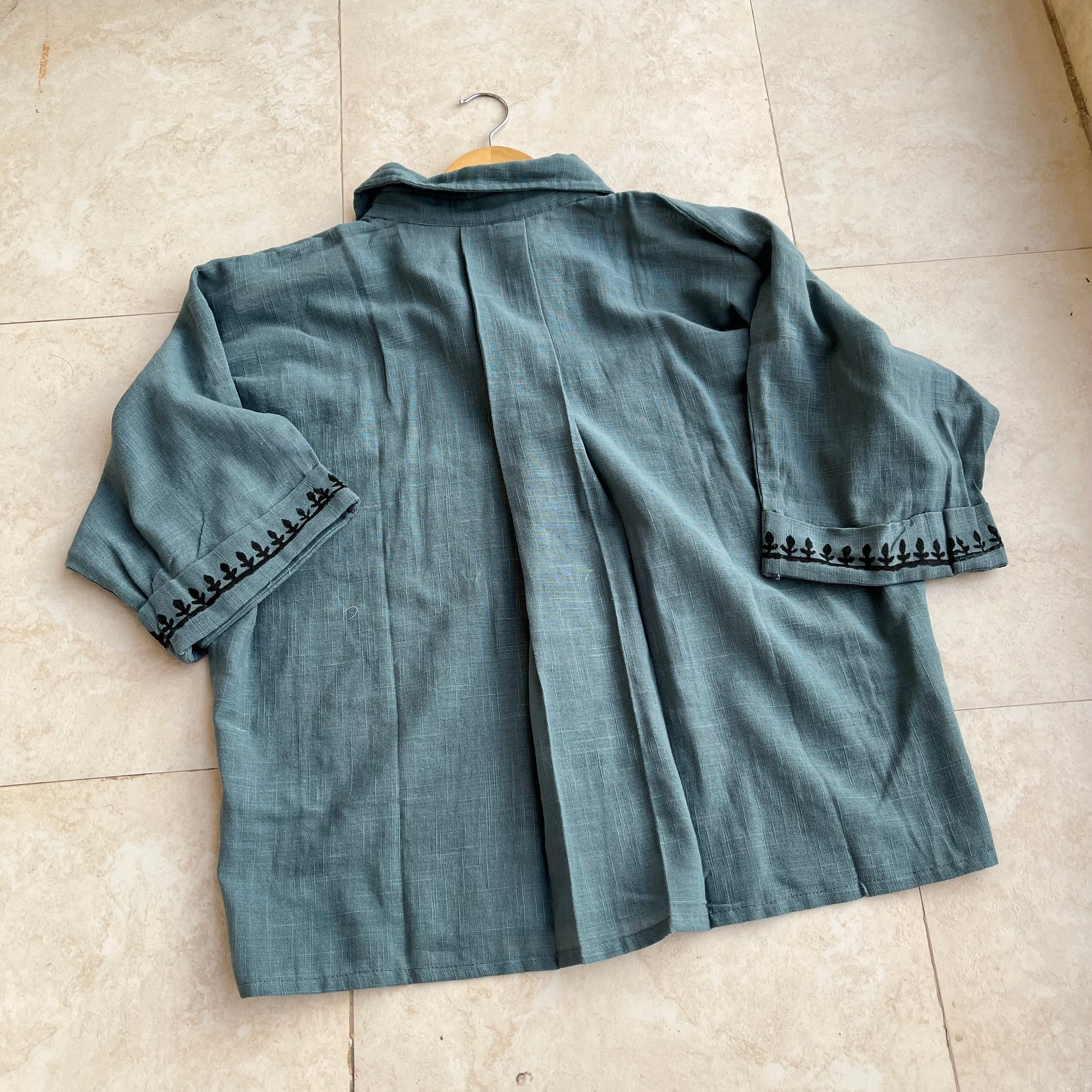 Rahgir Cotton Unisex Shirt - Dusty Teal