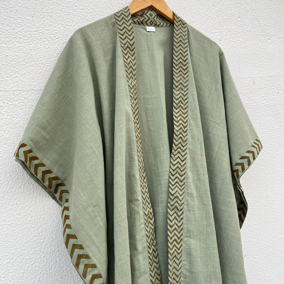 Karwaan Kaftan Cotton Shrug - Sage Green