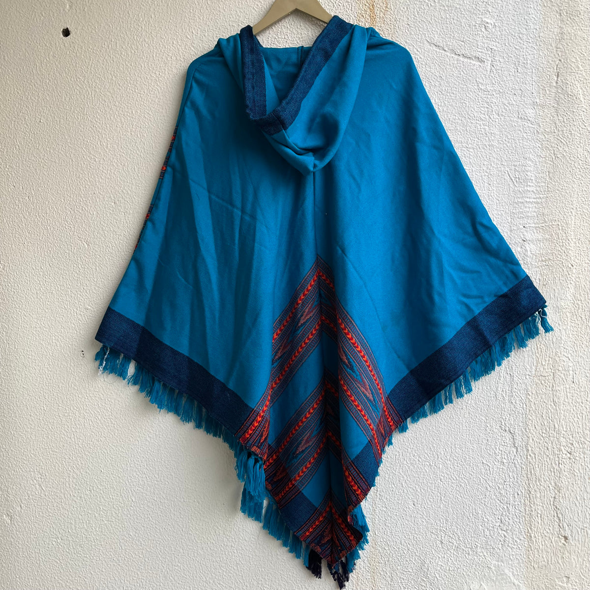 Pahadi Poncho 3 Patti with Hood - Sea