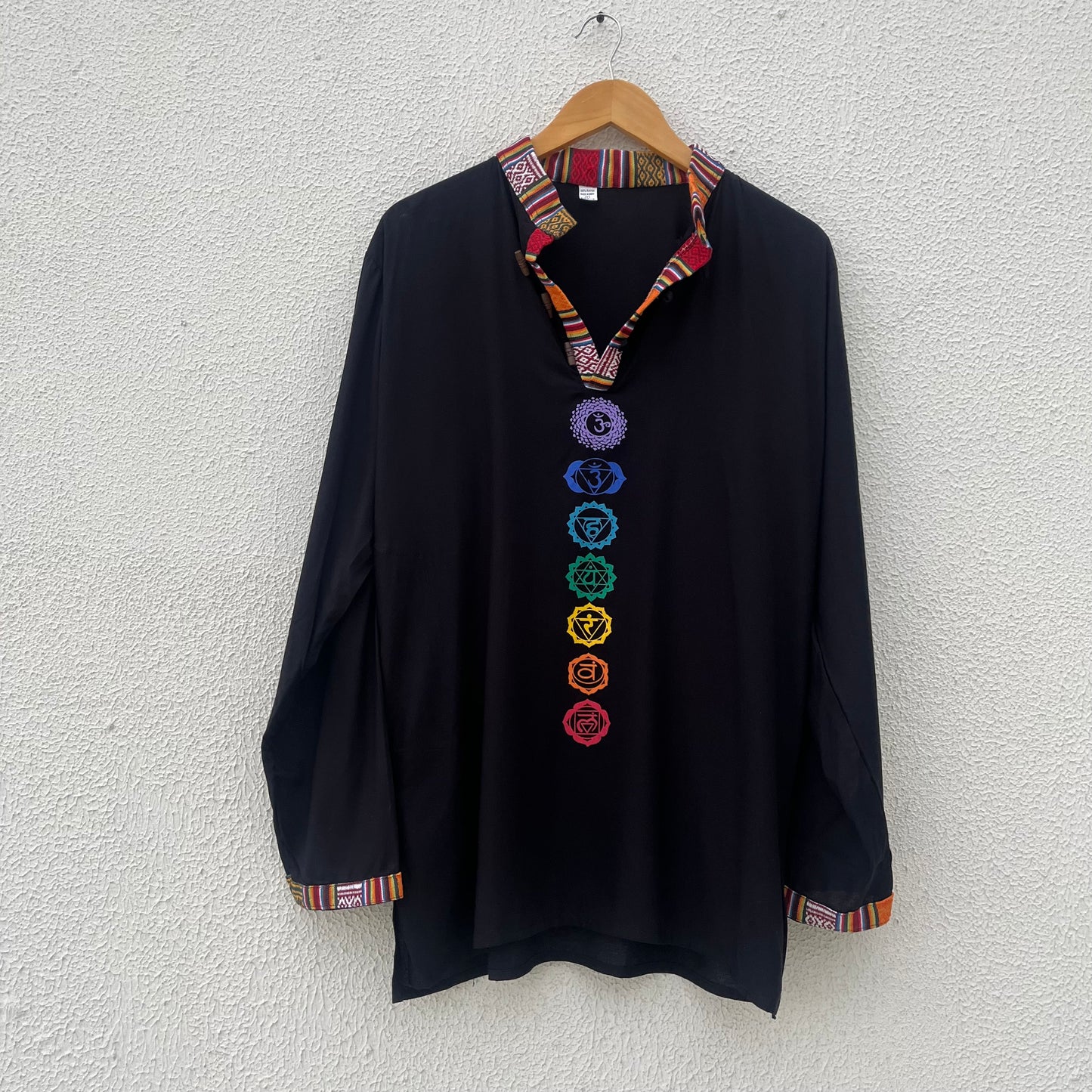 7 Chakra Kurta - Black (Mulicolour Chakra)