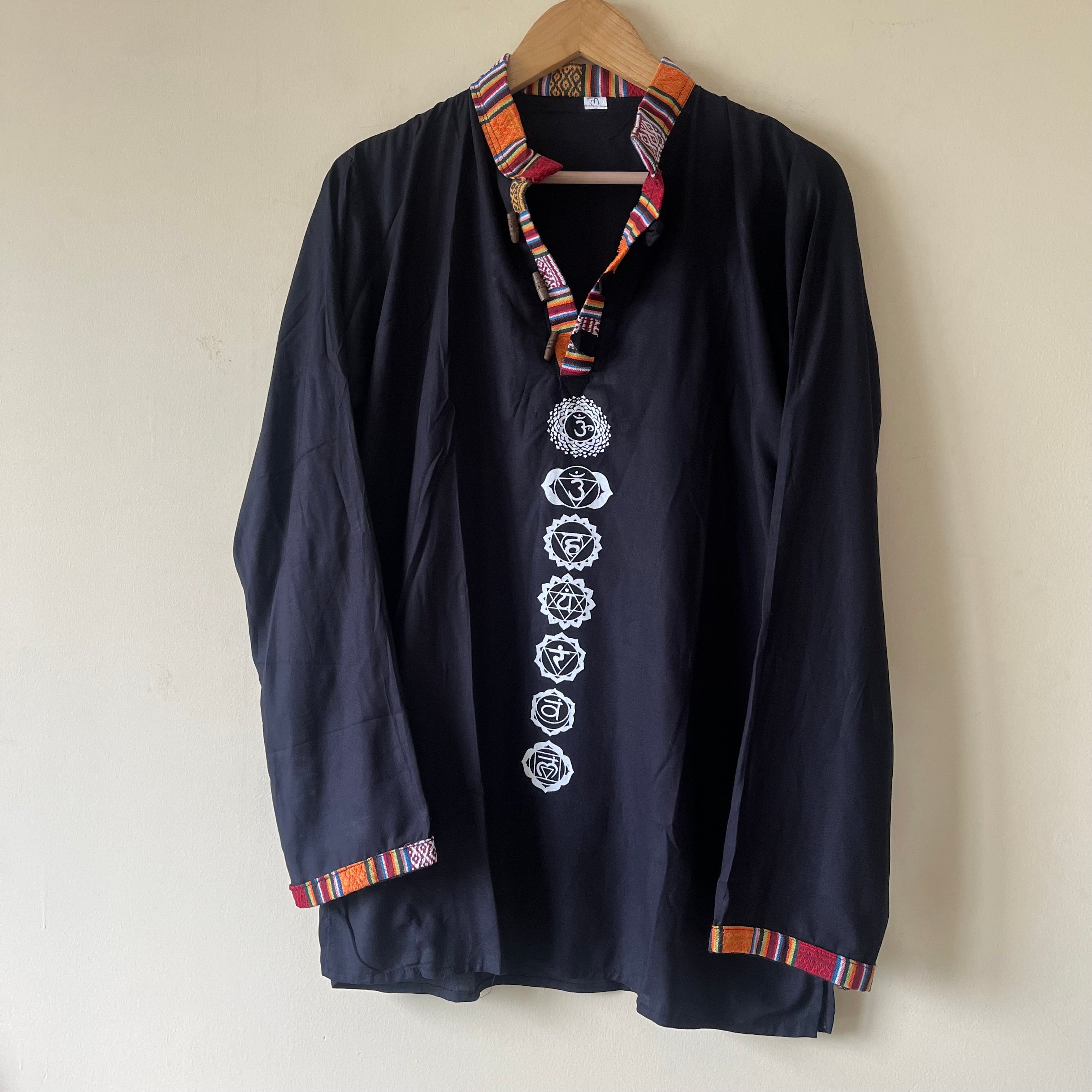 7 Chakra Kurta -Black (White Chakra)