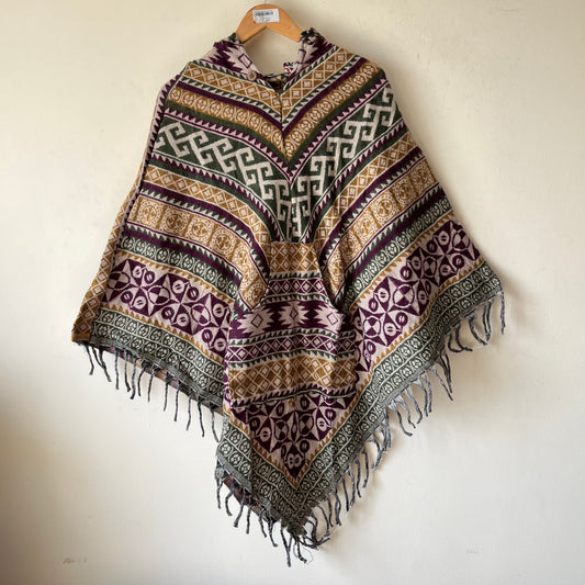 Pahadi Printed Poncho With Hood