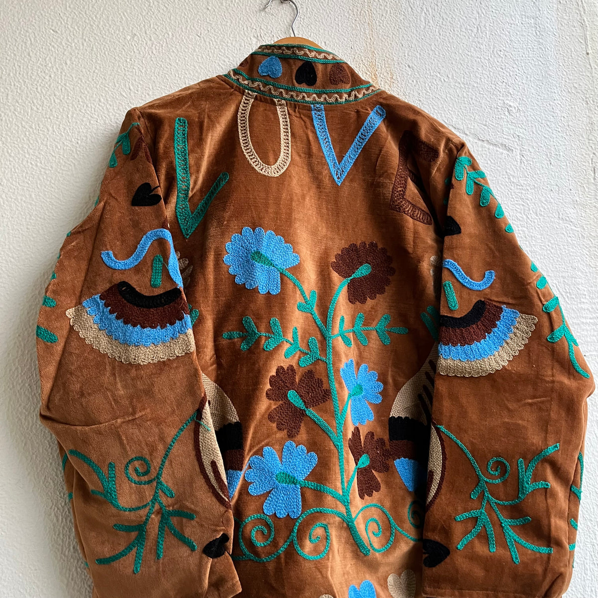Jaipuri Thread Velvet Jacket - Love