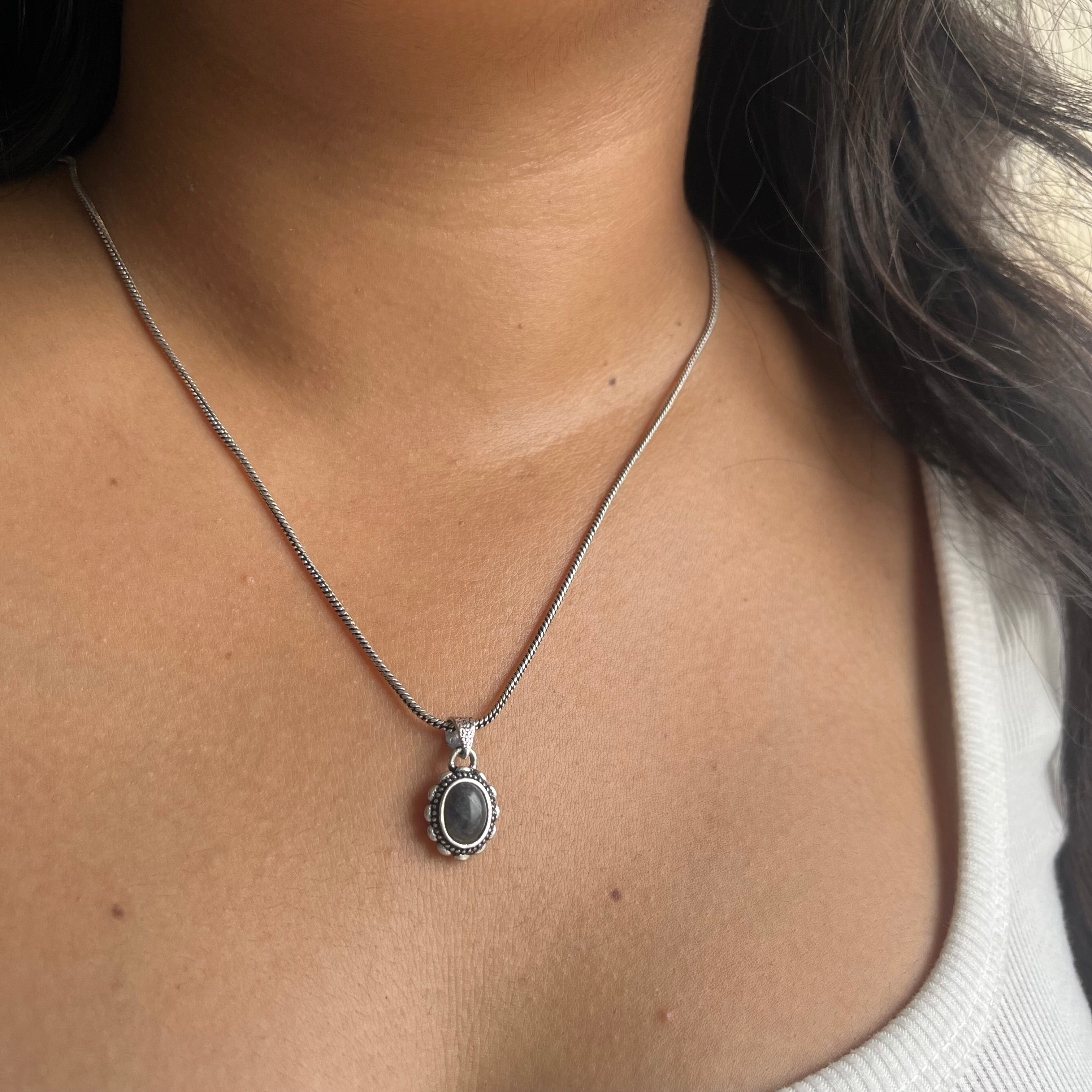 Hematite Stone Pendant & Chain
