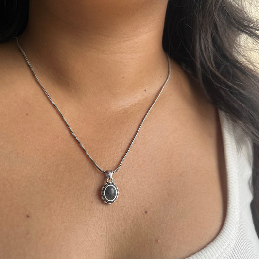 Hematite Stone Pendant & Chain