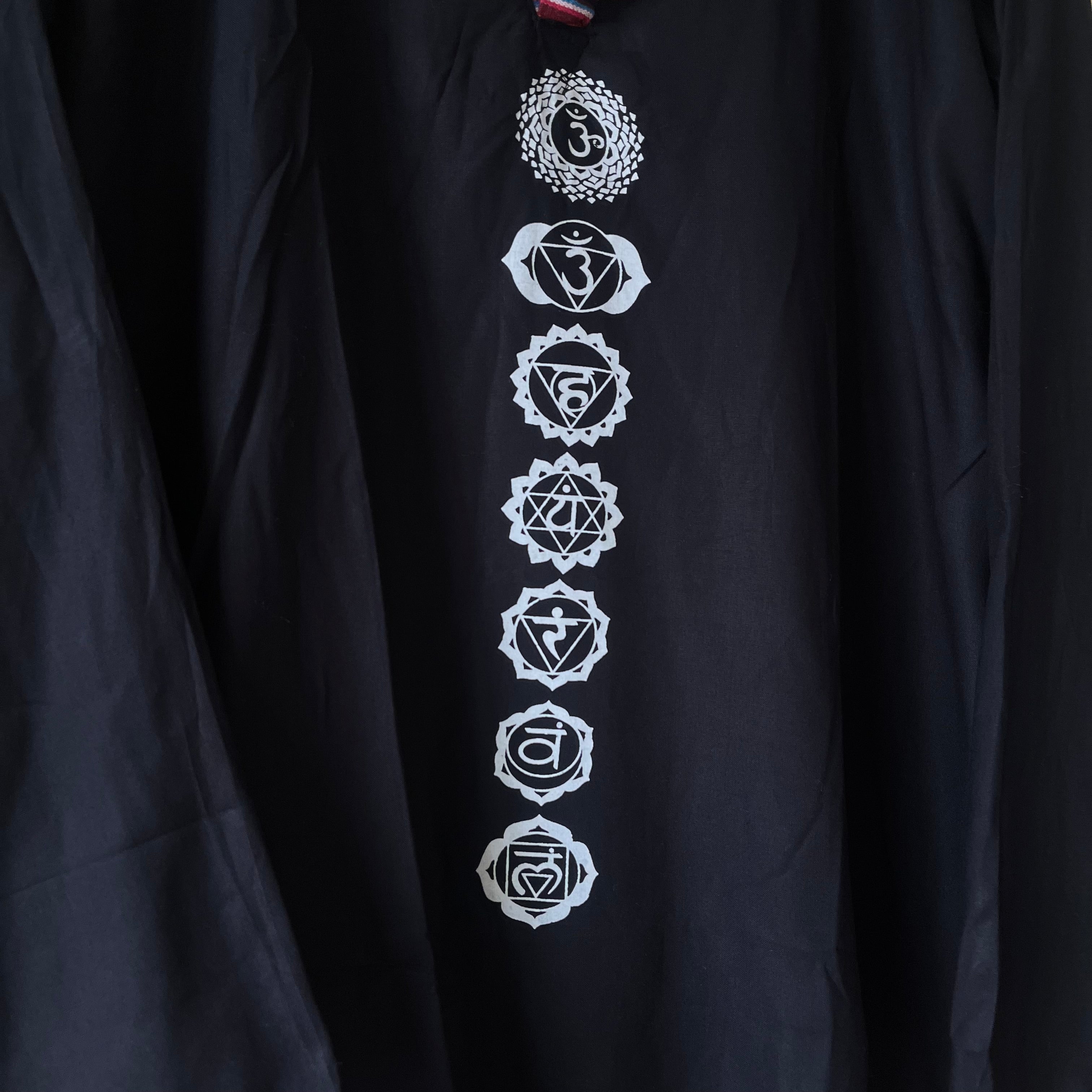 7 Chakra Kurta -Black (White Chakra)
