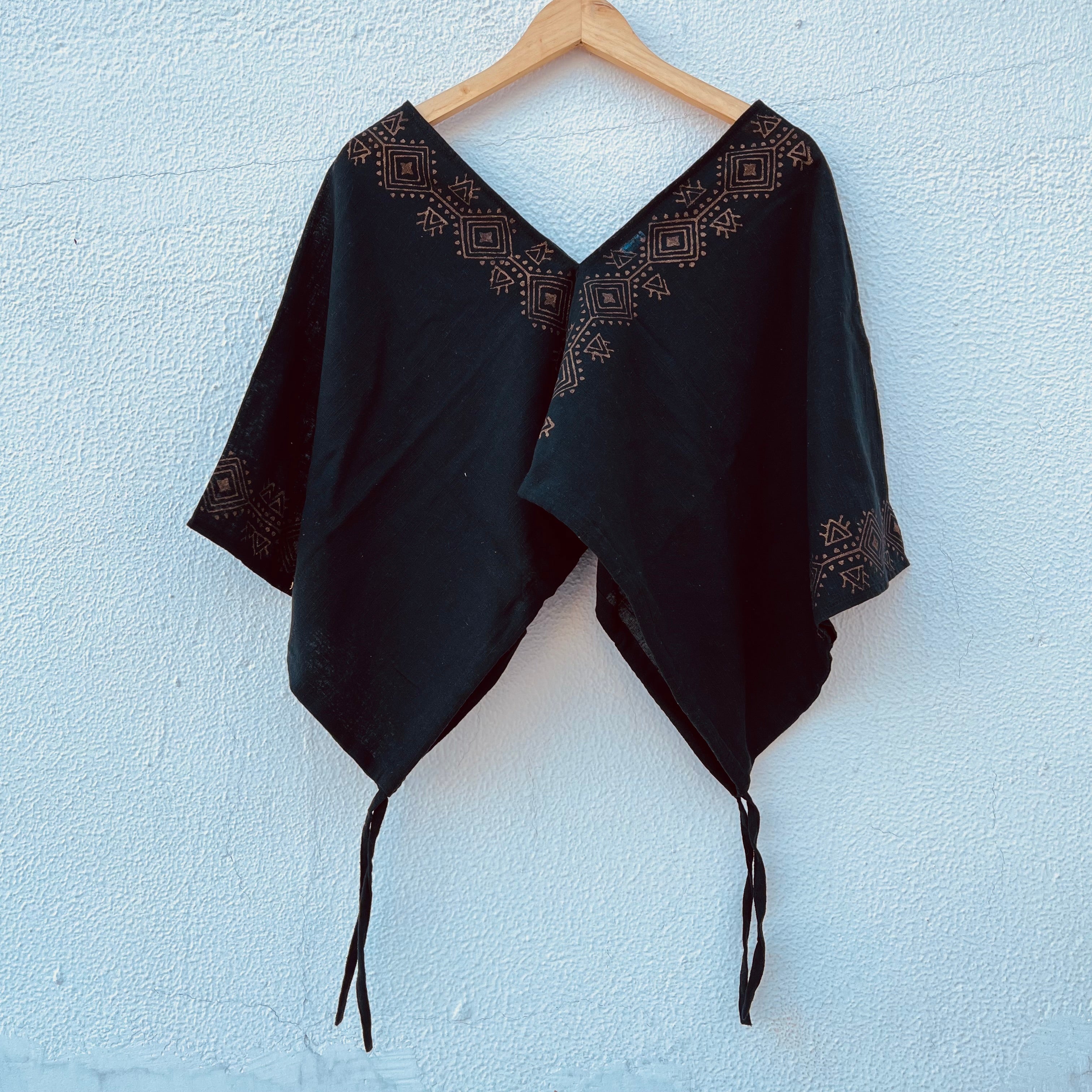 Zyra V-Neck Cotton Top - Midnight