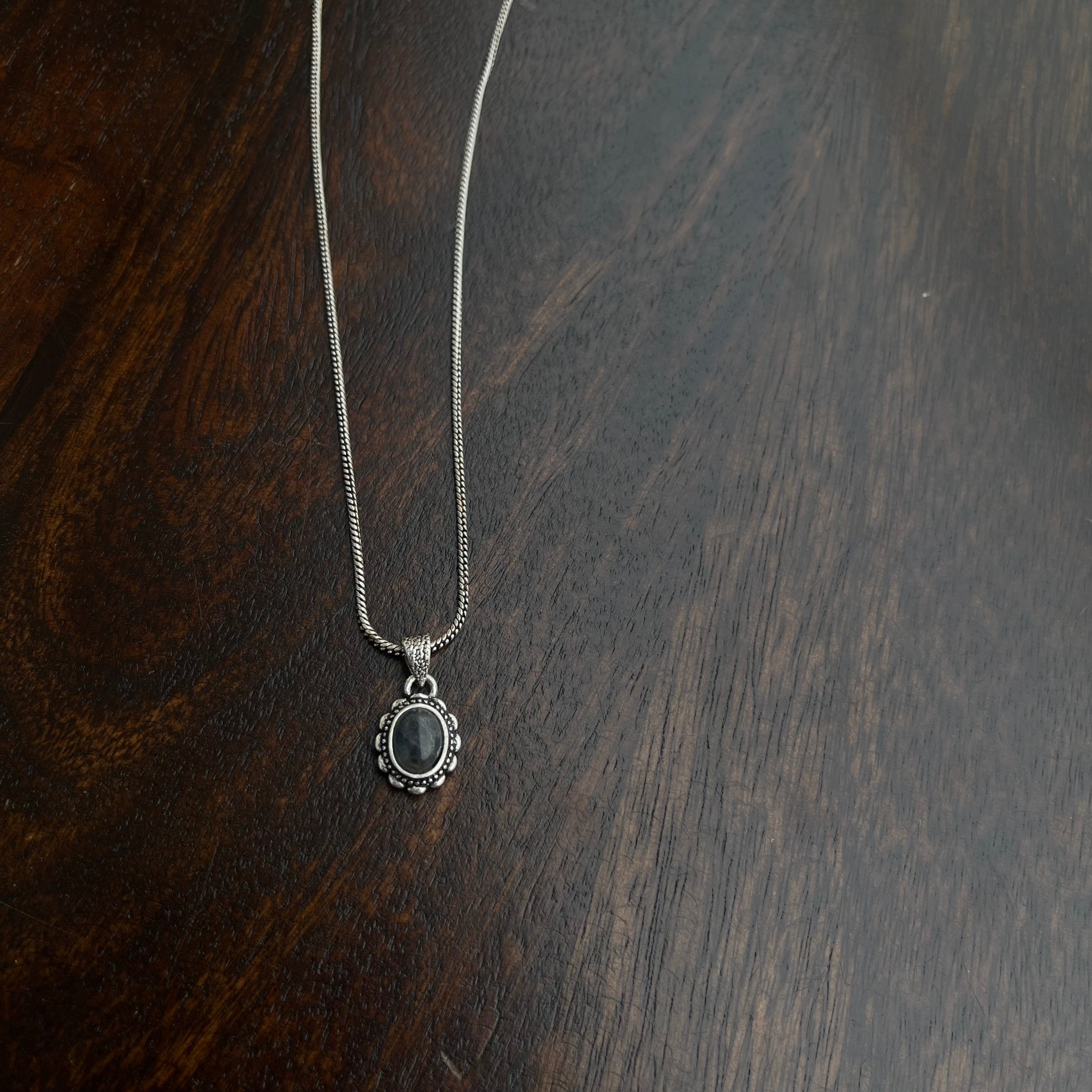 Hematite Stone Pendant & Chain