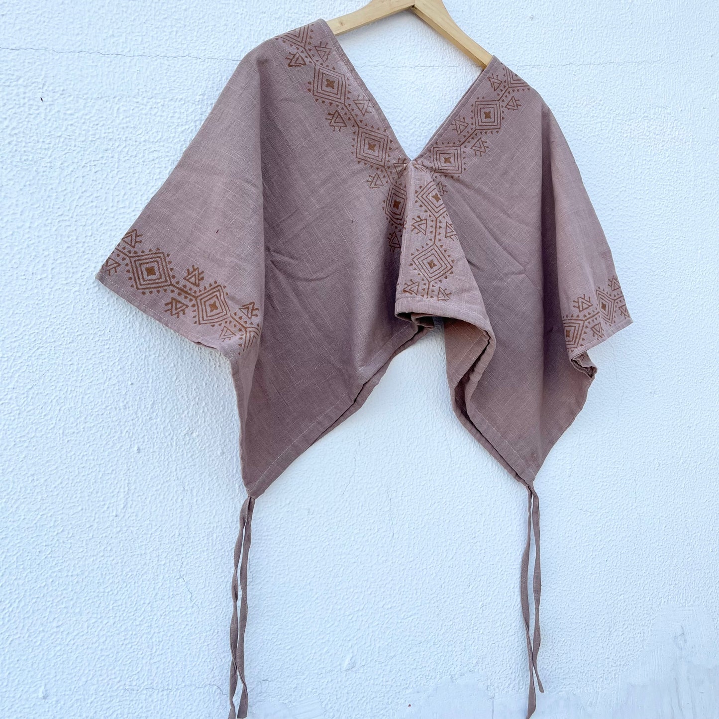 Zyra V-Neck Cotton Top - Light Sand