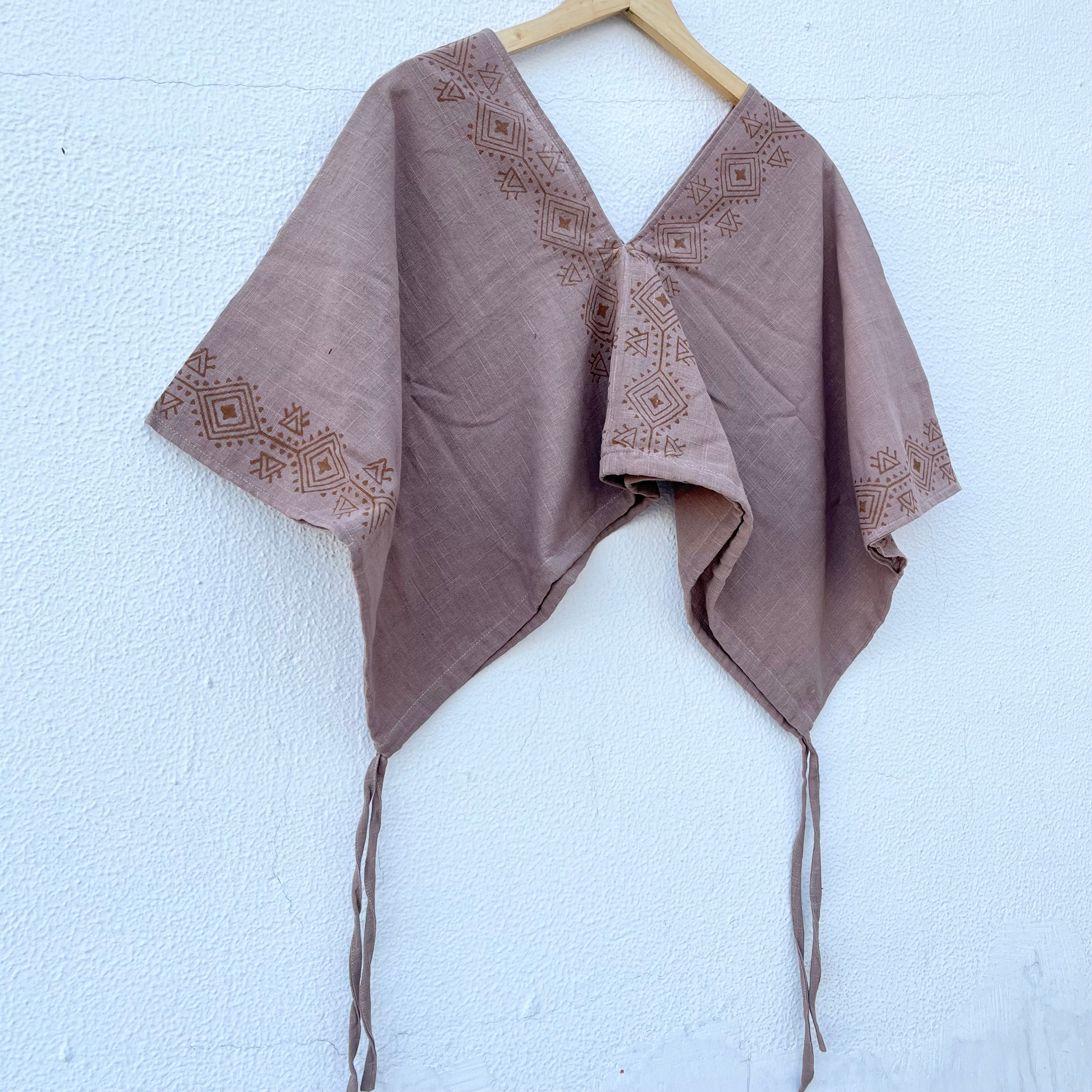 Zyra V-Neck Cotton Top - Light Sand