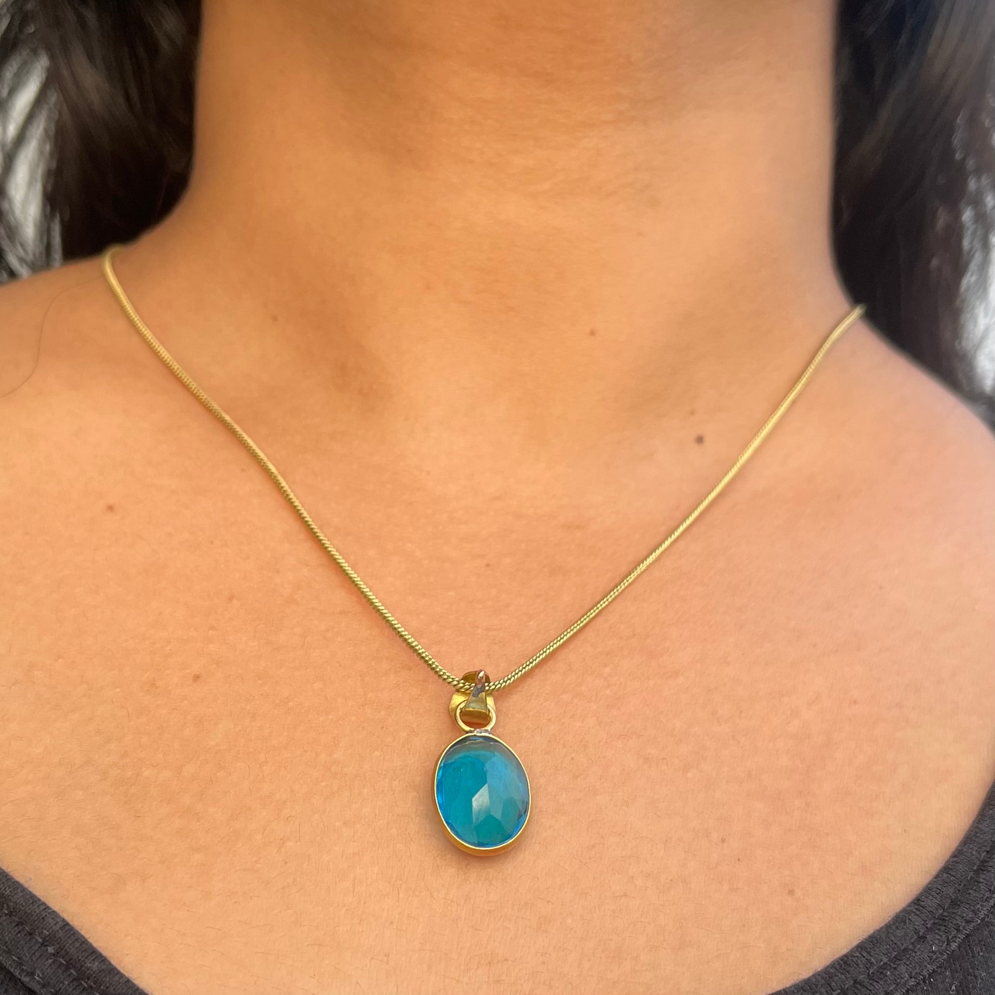Blue Topaz Pendant & Chain