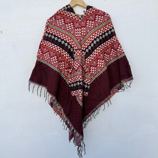 Pahadi Printed Poncho With Hood