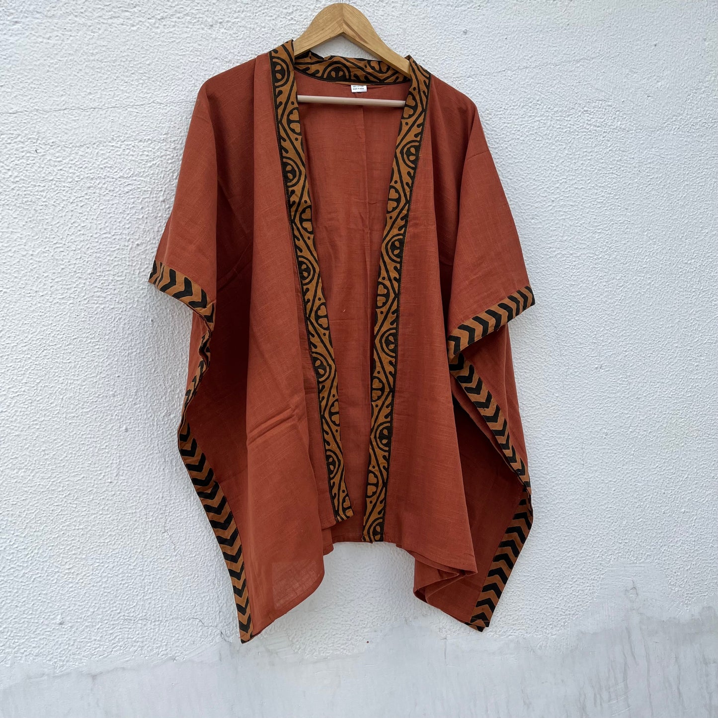 Karwaan Kaftan Cotton Shrug- Rust Orange