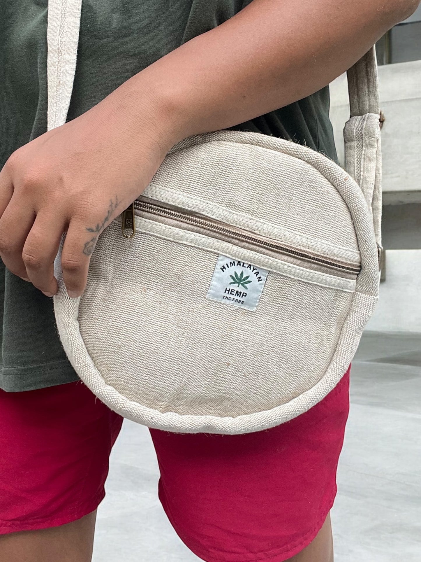 Round Sling Bag - Beige