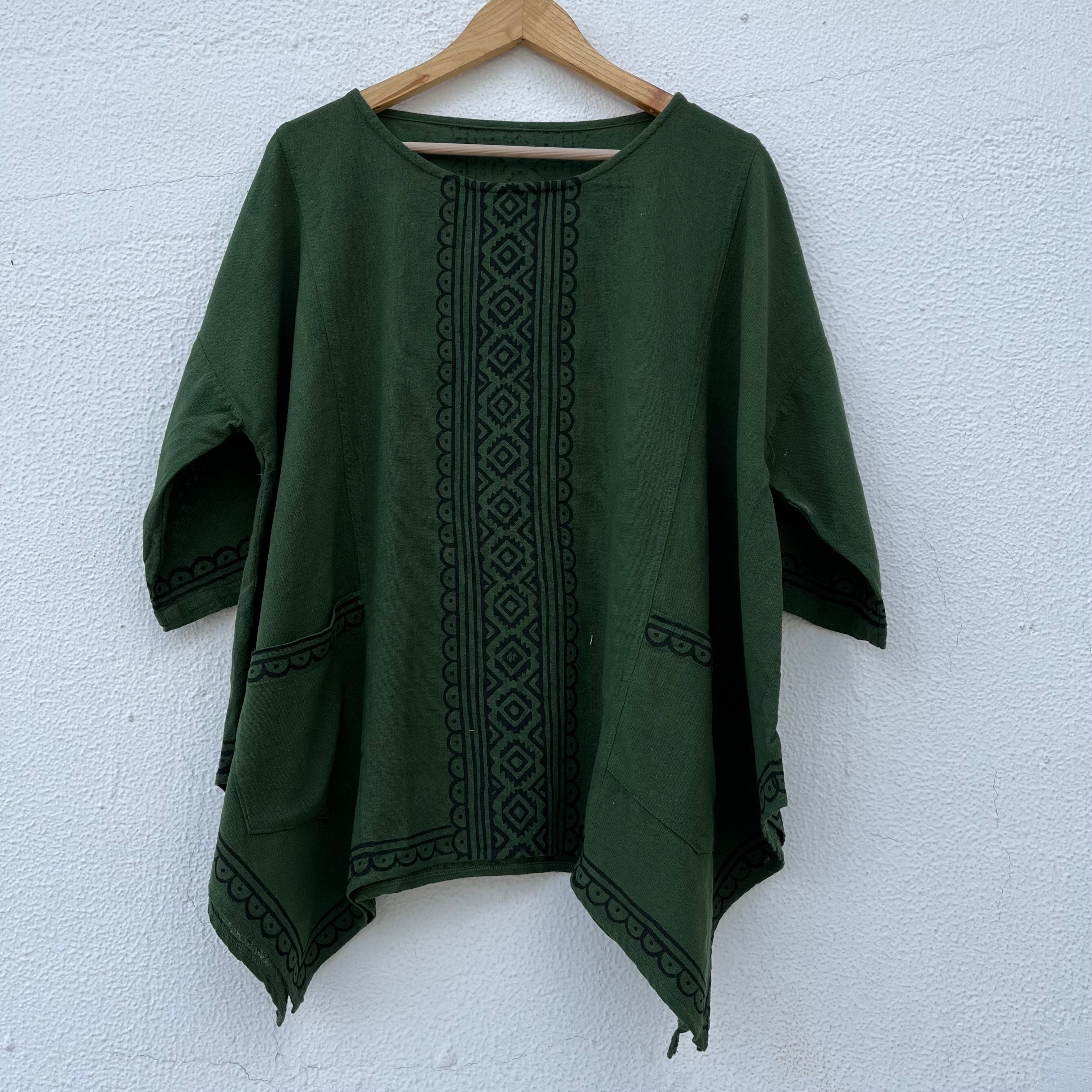 Bairan Cotton Top- Forest Green