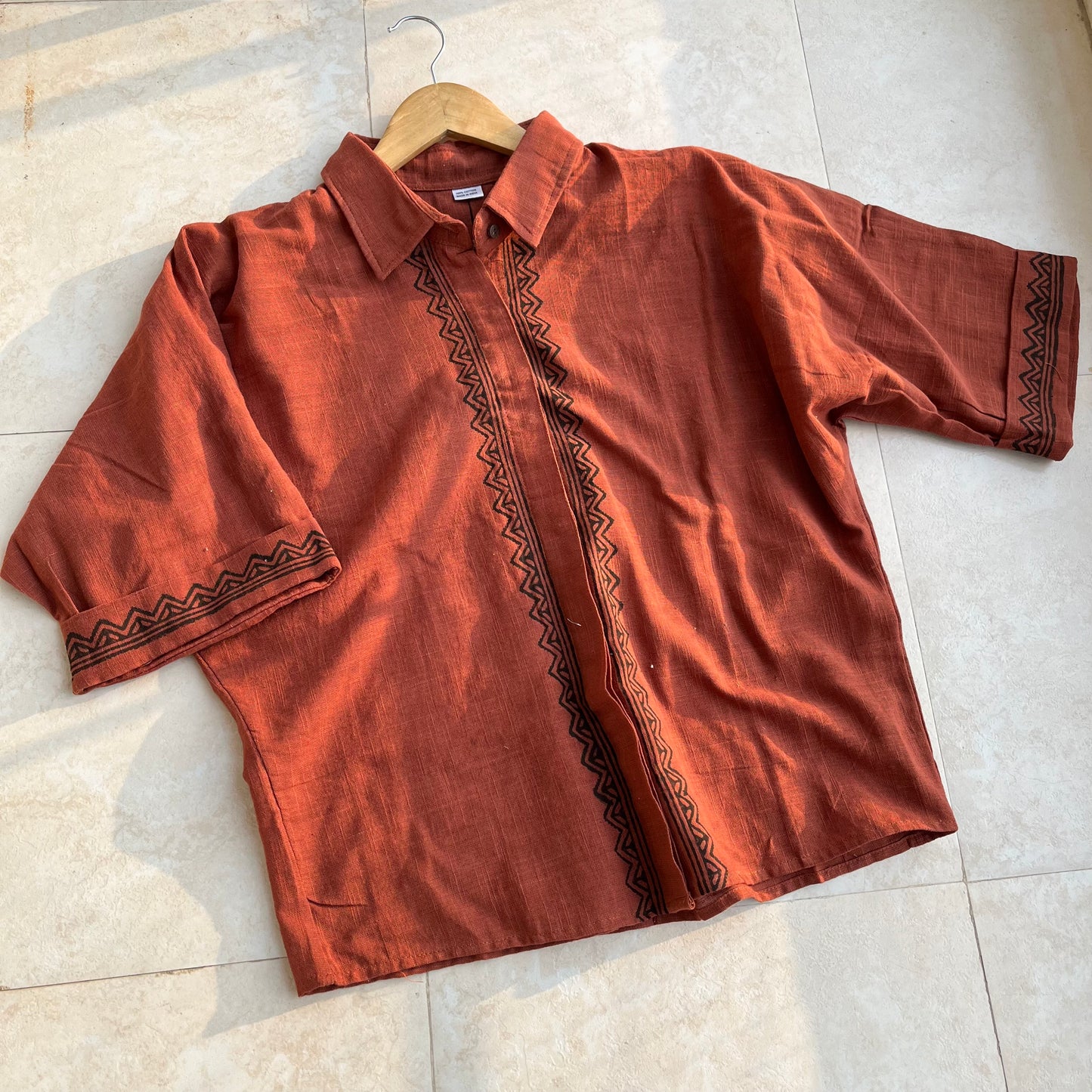 Rahgir Cotton Shirt - Rust Orange