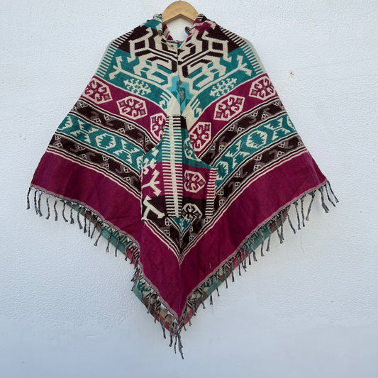 Pahadi Printed Poncho With Hood