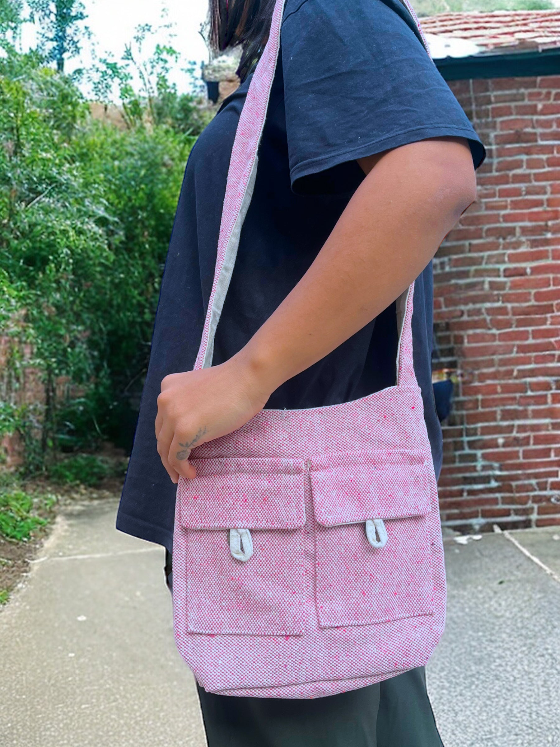 Small Hemp Jhola - Rose Pink