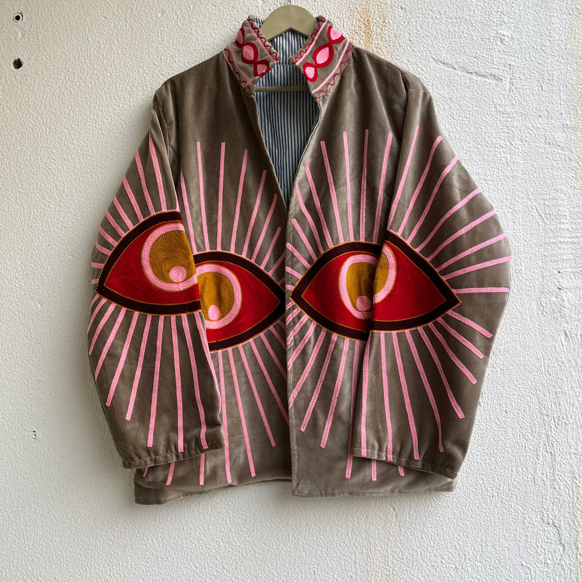 Jaipuri Thread Velvet Jacket- Eye