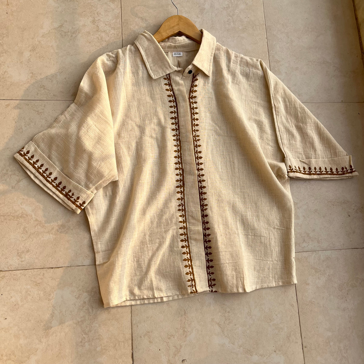 Rahgir Cotton Unisex Shirt - Warm Cream