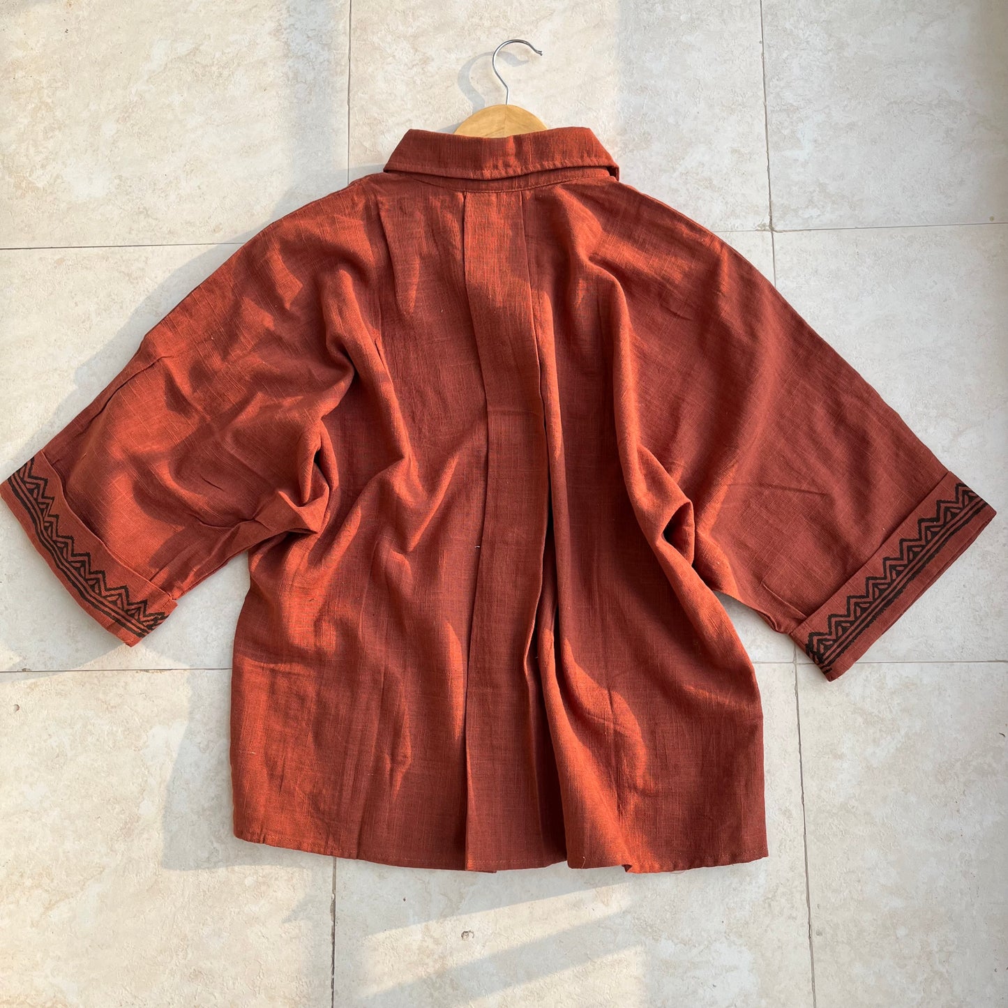 Rahgir Cotton Shirt - Rust Orange