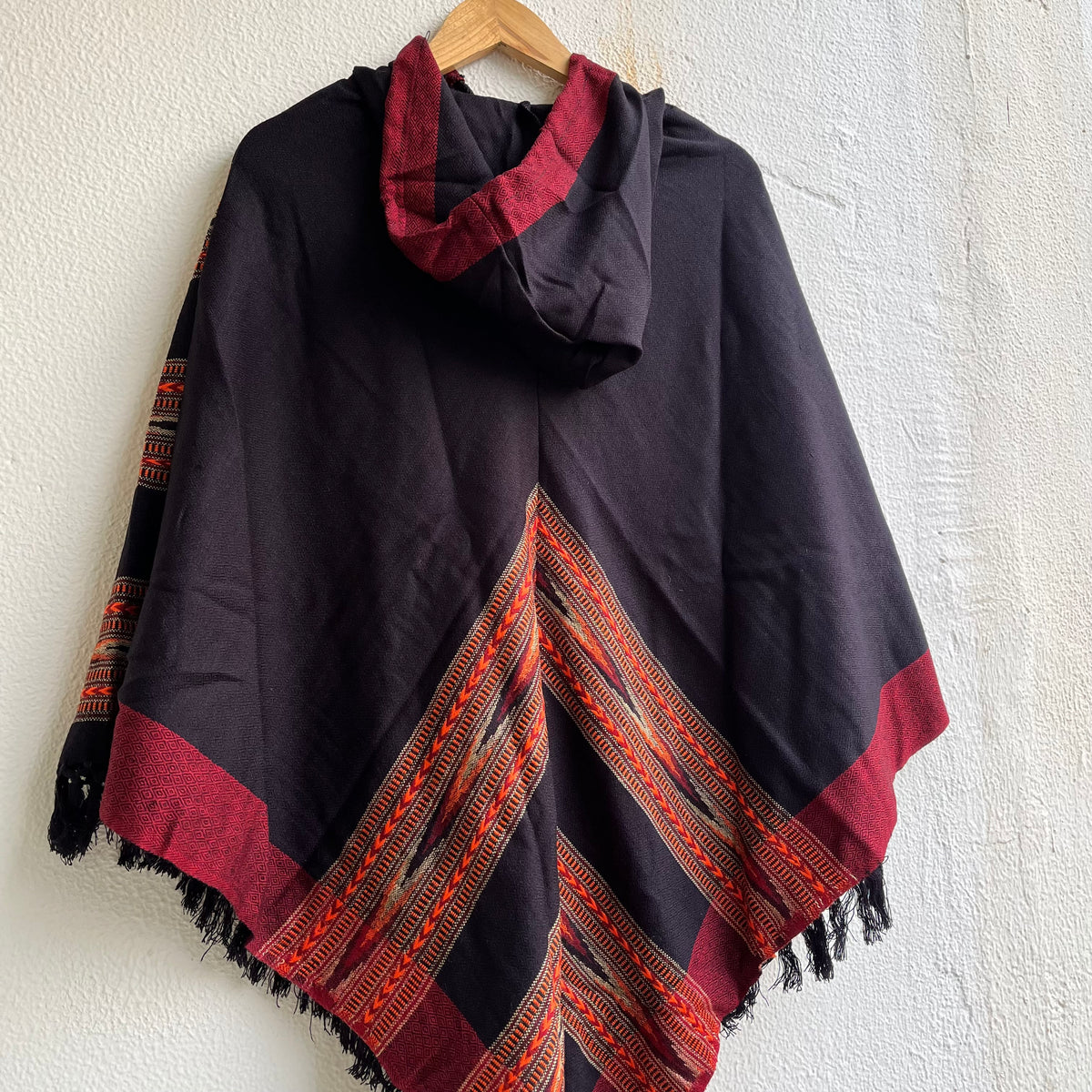 Pahadi Poncho 3 Patti with Hood - Black