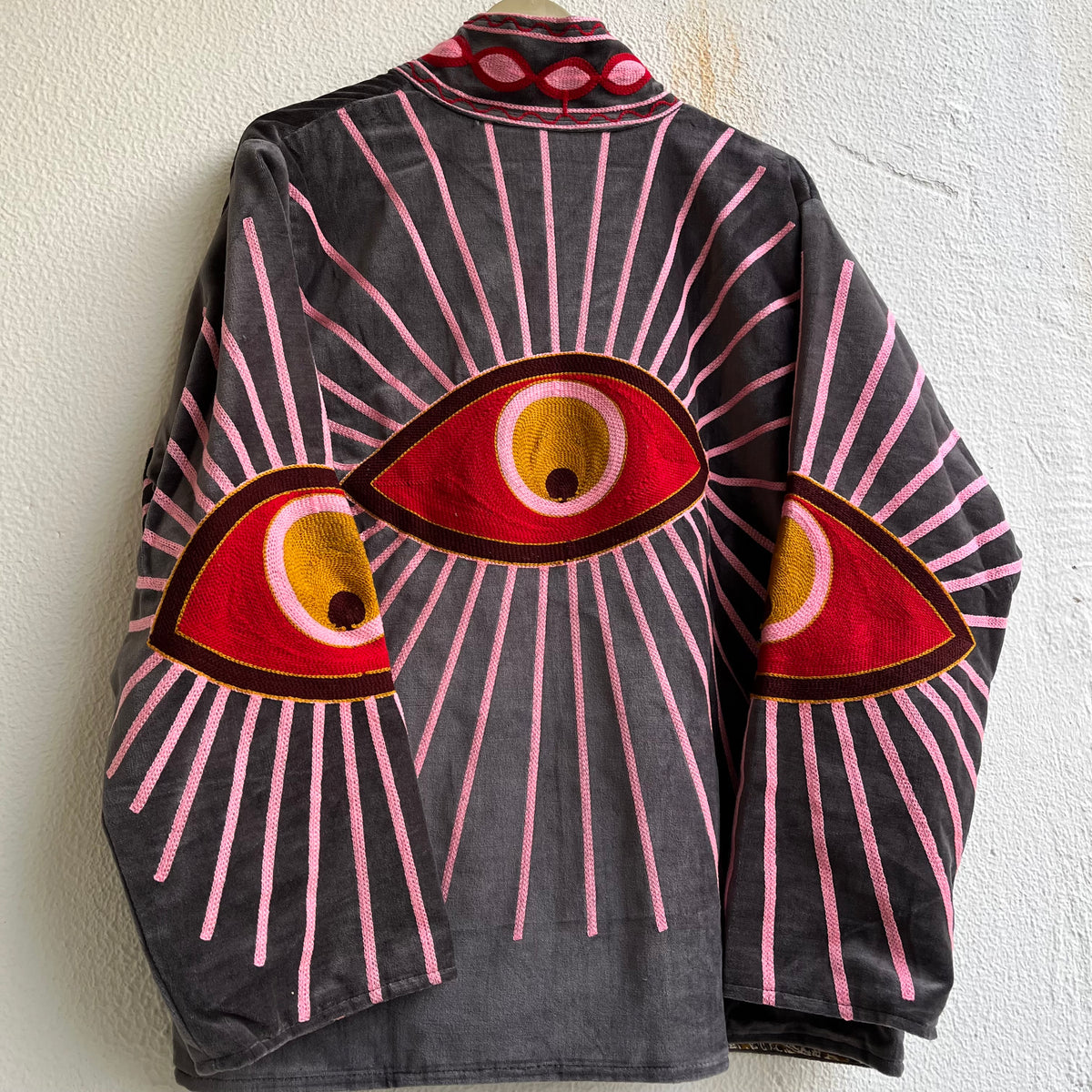 Jaipuri Thread Velvet Jacket- Eye