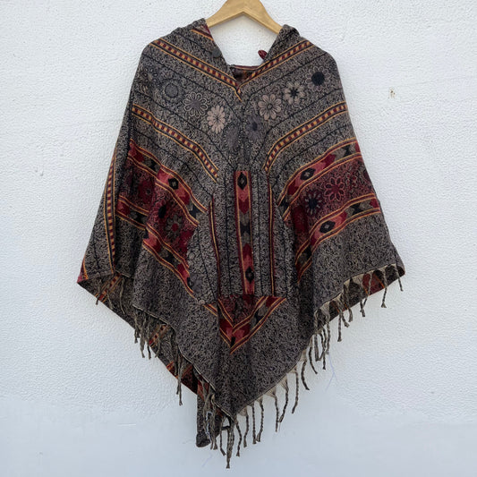 Pahadi Printed Poncho With Hood
