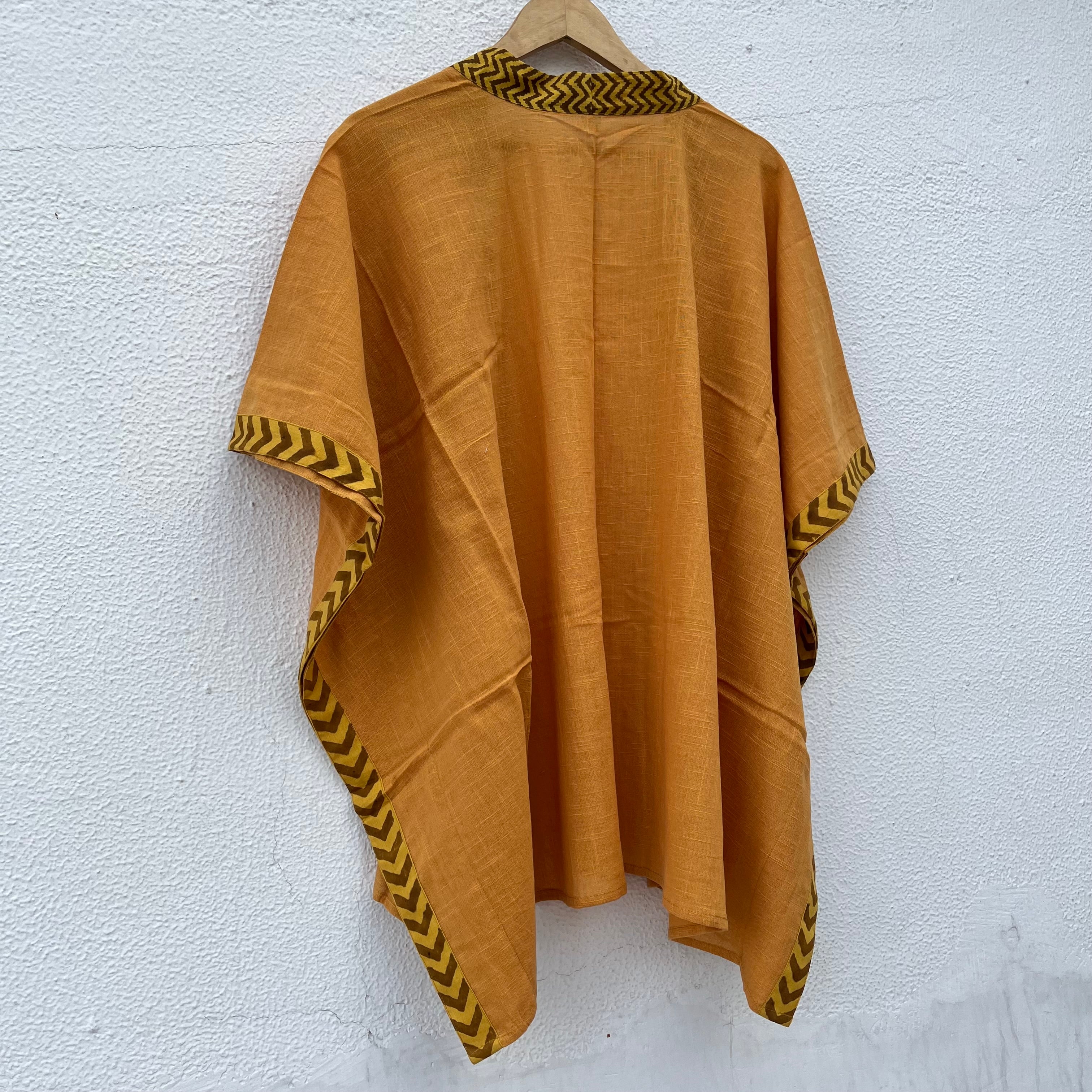 Karwaan Kaftan Cotton Shrug- Mustard
