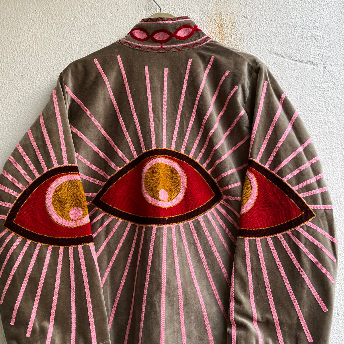 Jaipuri Thread Velvet Jacket- Eye
