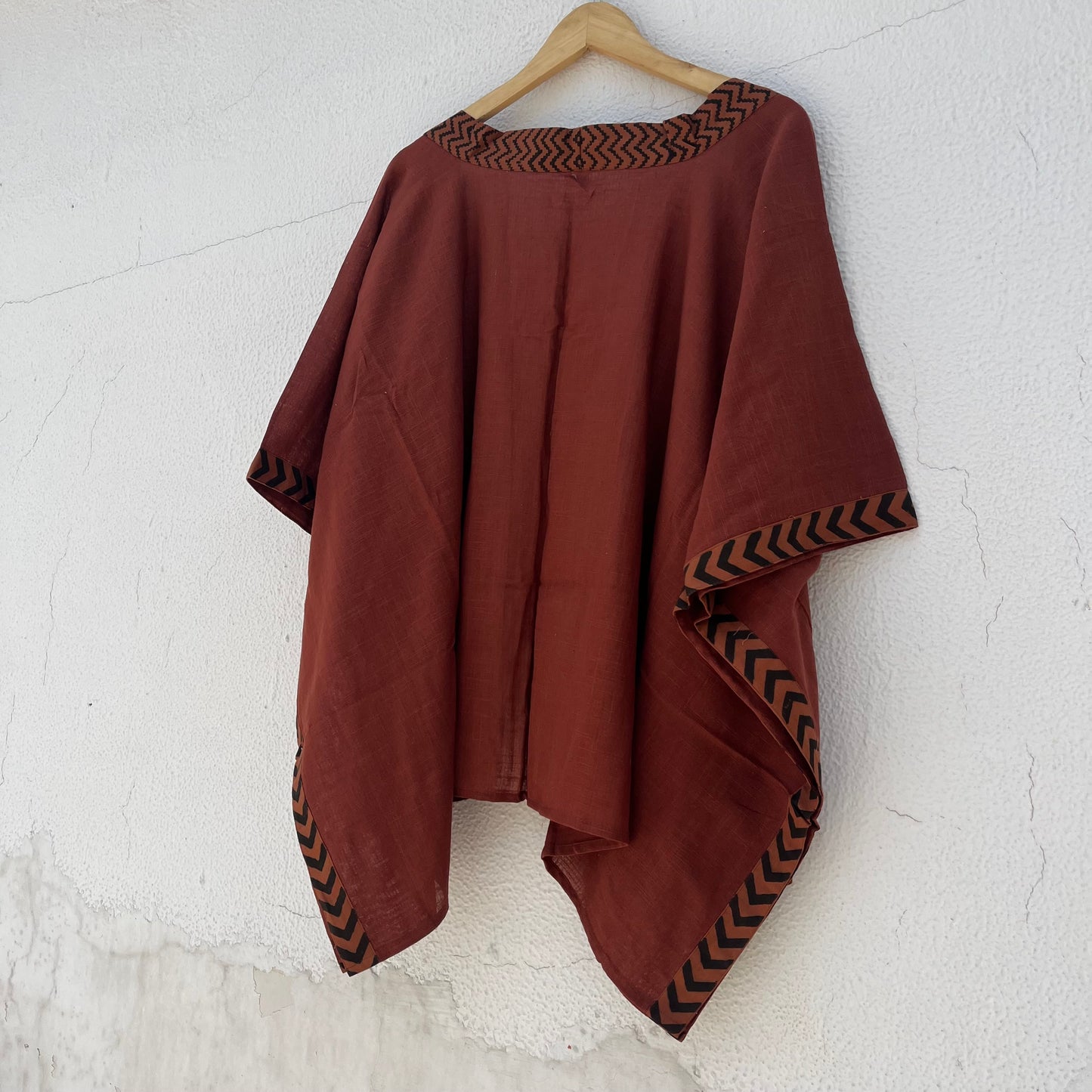 Karwaan Kaftan Cotton Shrug- Rust Orange