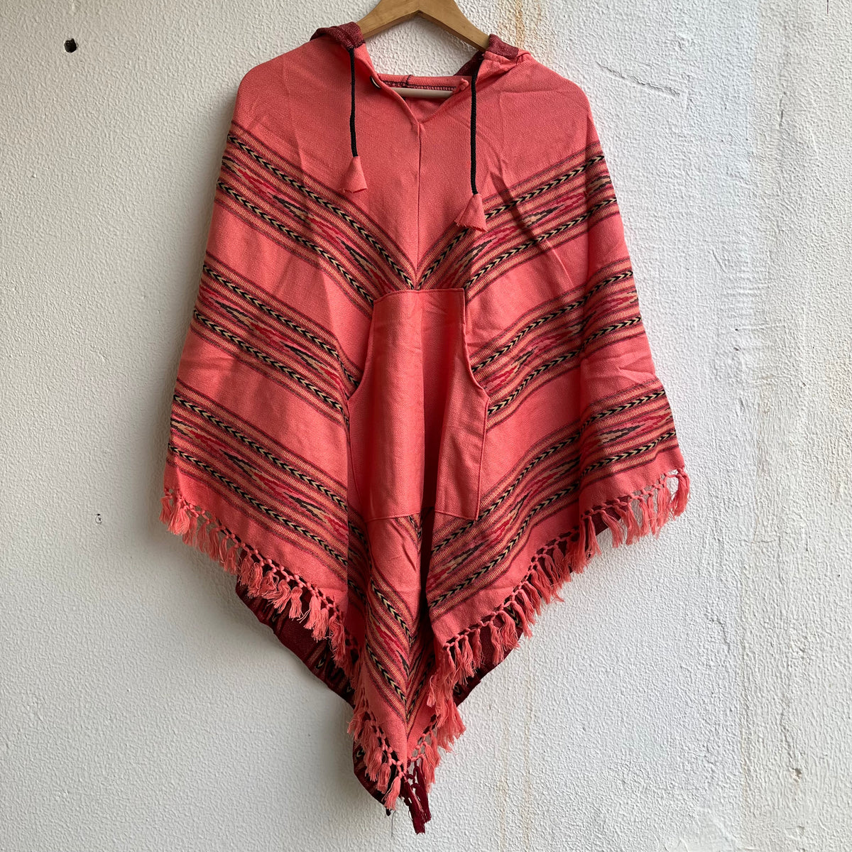Pahadi Poncho 3 Patti with Hood - Peach