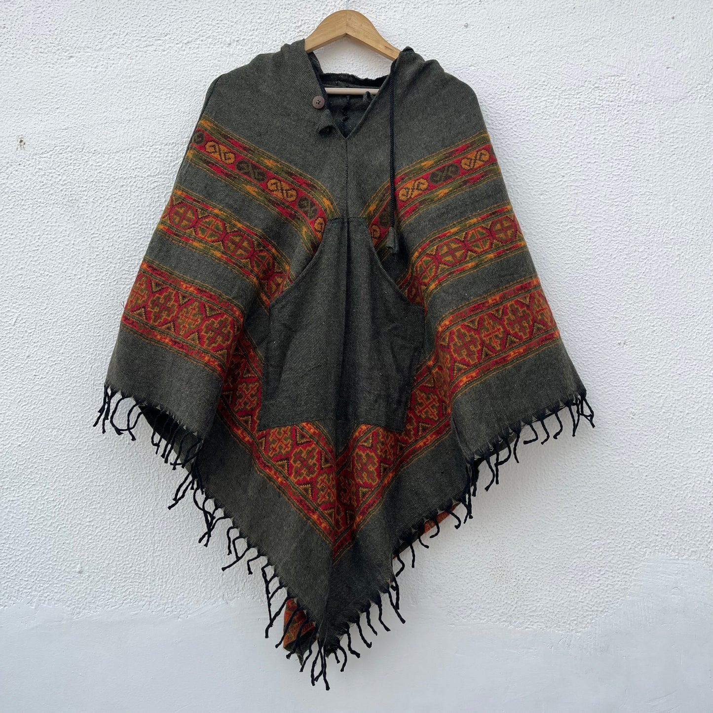 Pahadi Poncho 3 Patti with Hood - Green