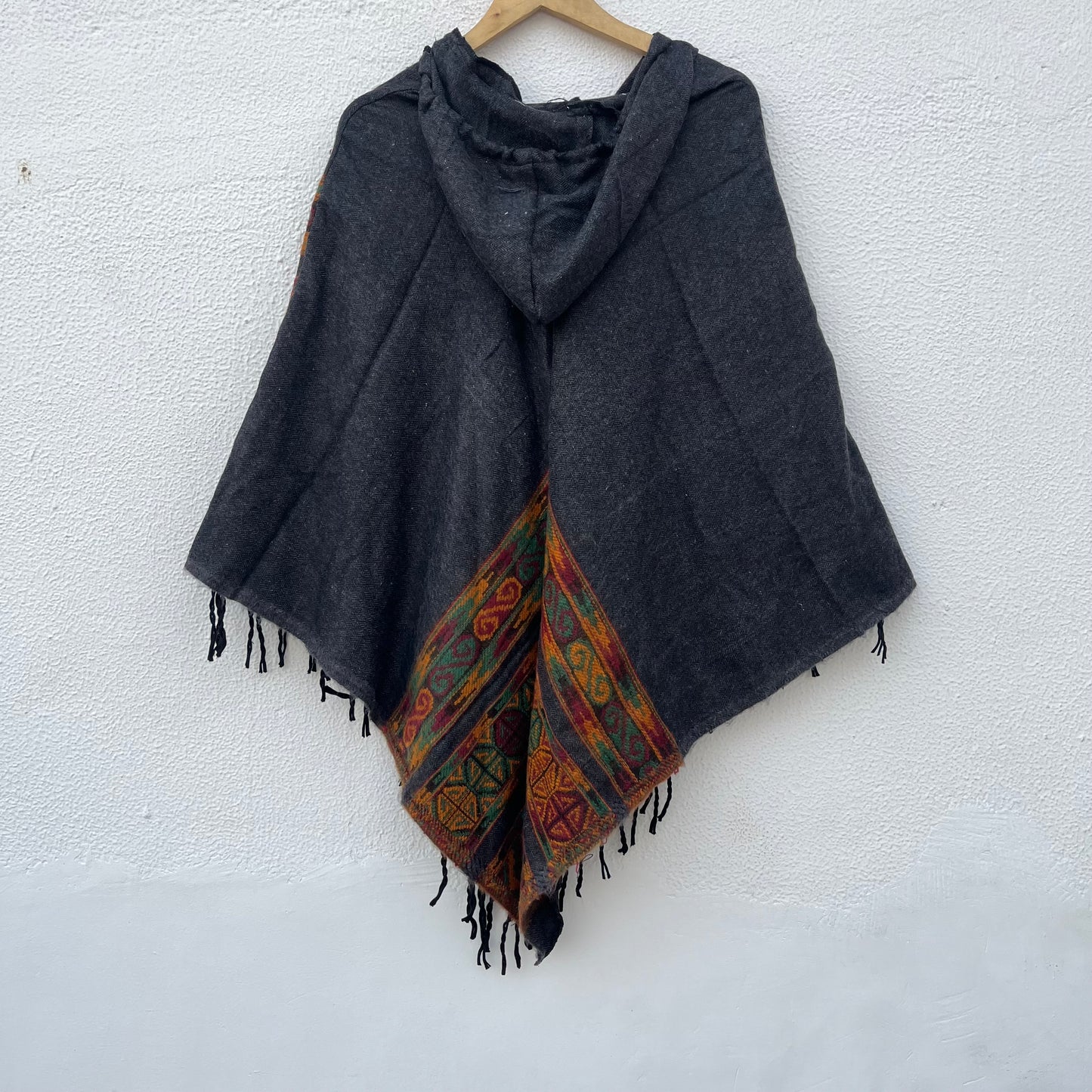 Pahadi Poncho 3 Patti with Hood - Charcoal