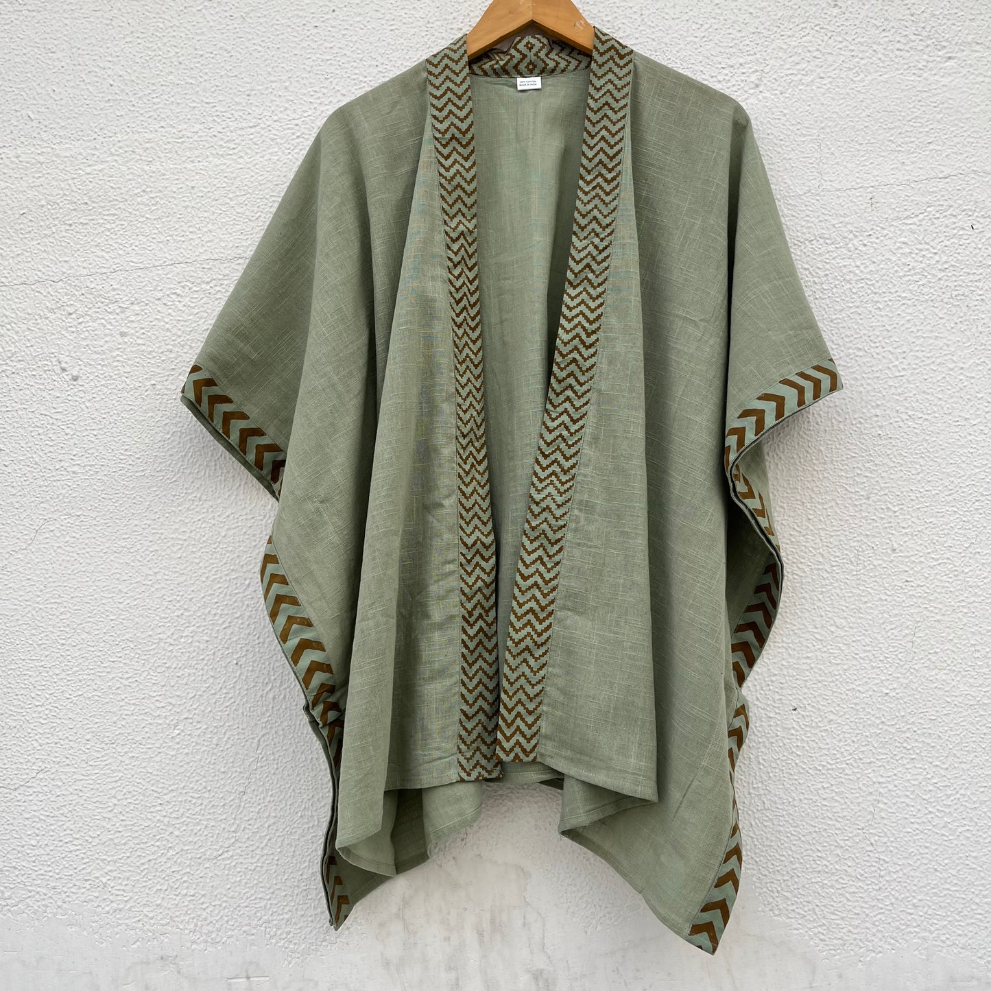 Karwaan Kaftan Cotton Shrug - Sage Green