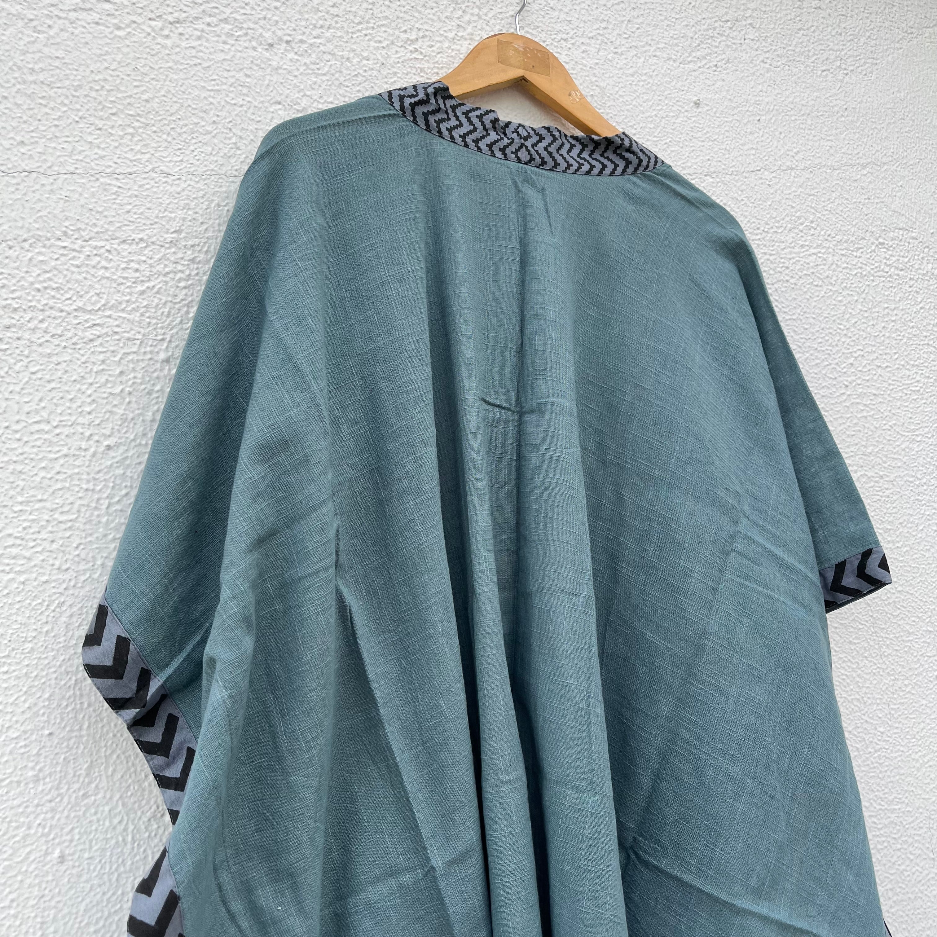 Karwaan Kaftan Cotton Shrug- Teal Blue