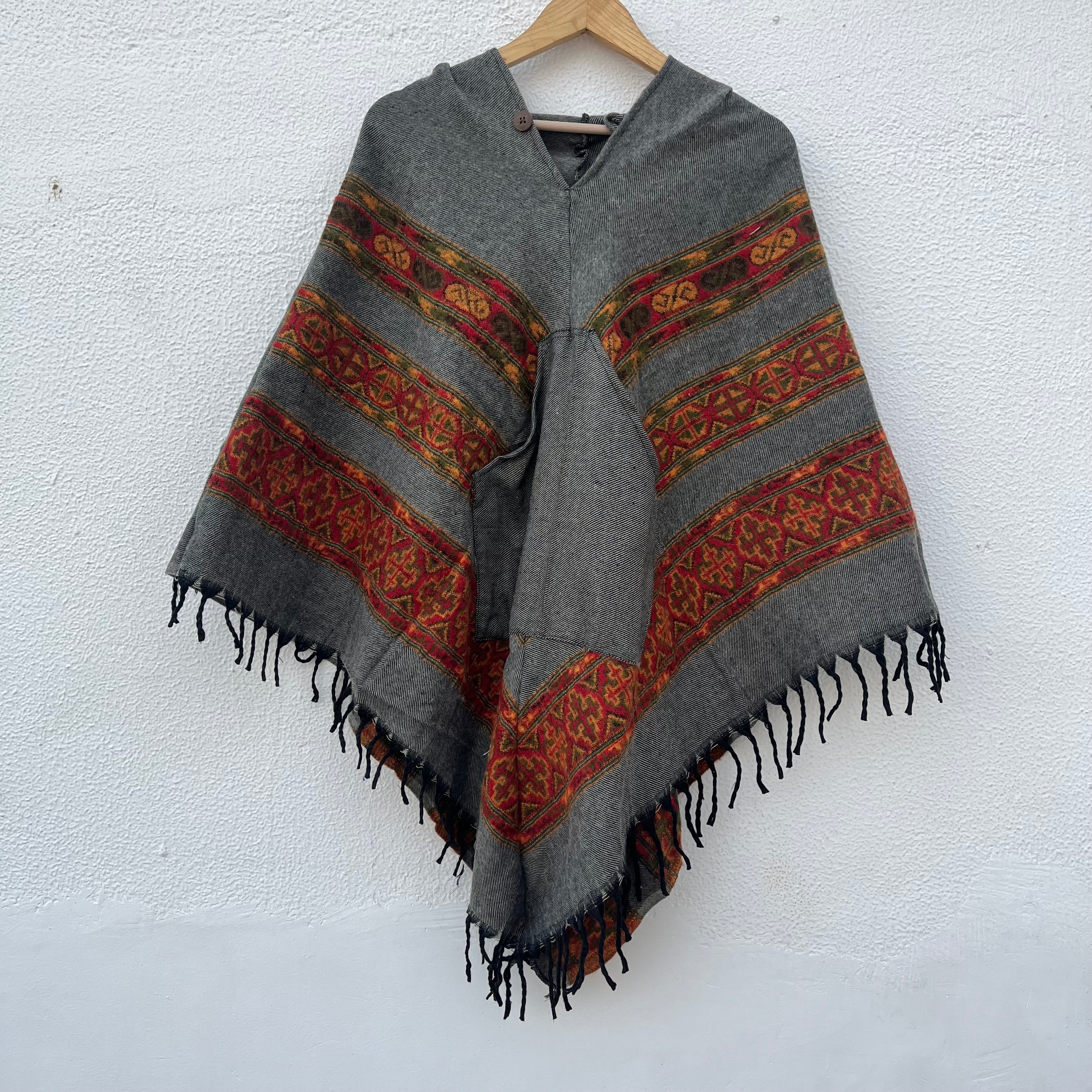 Pahadi Poncho 3 Patti with Hood - Grey