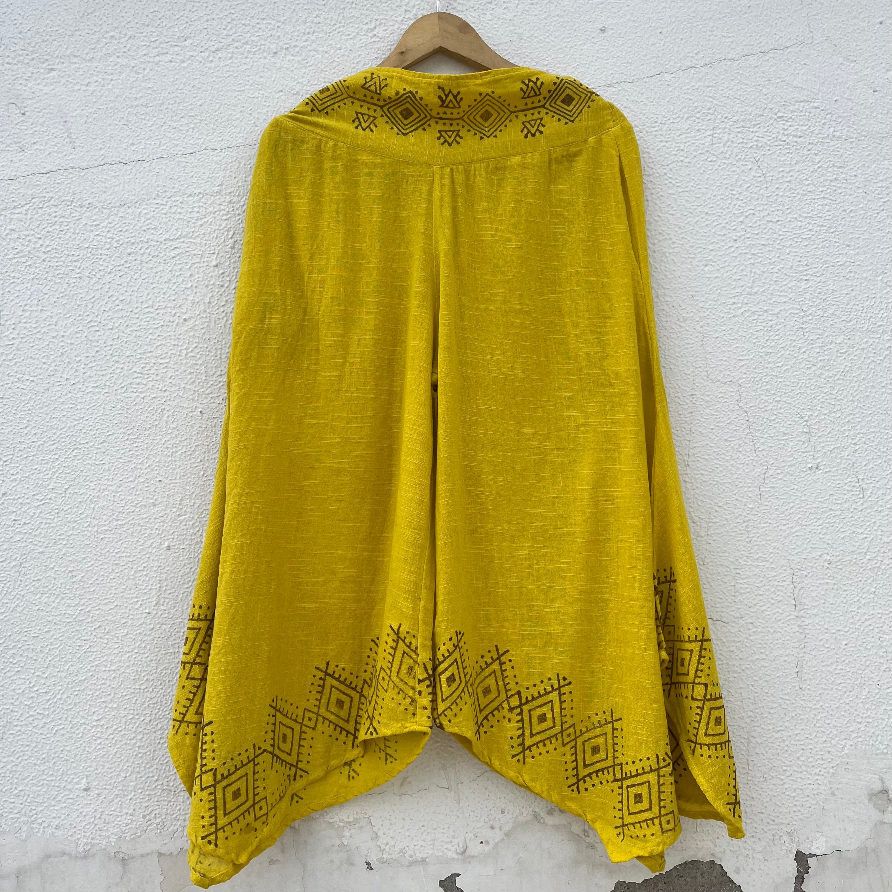 Radha Cotton Pants - Lime yellow