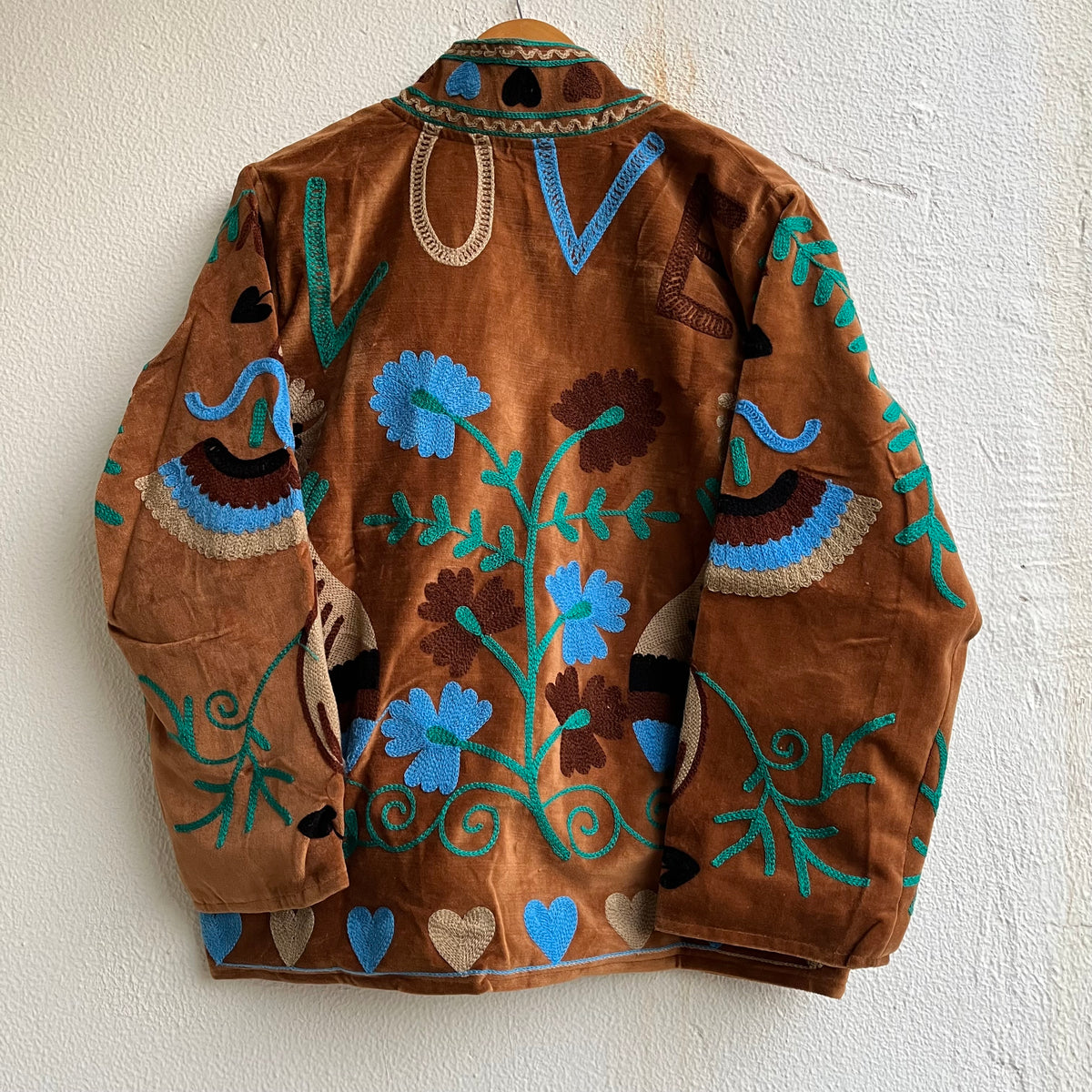 Jaipuri Thread Velvet Jacket - Love