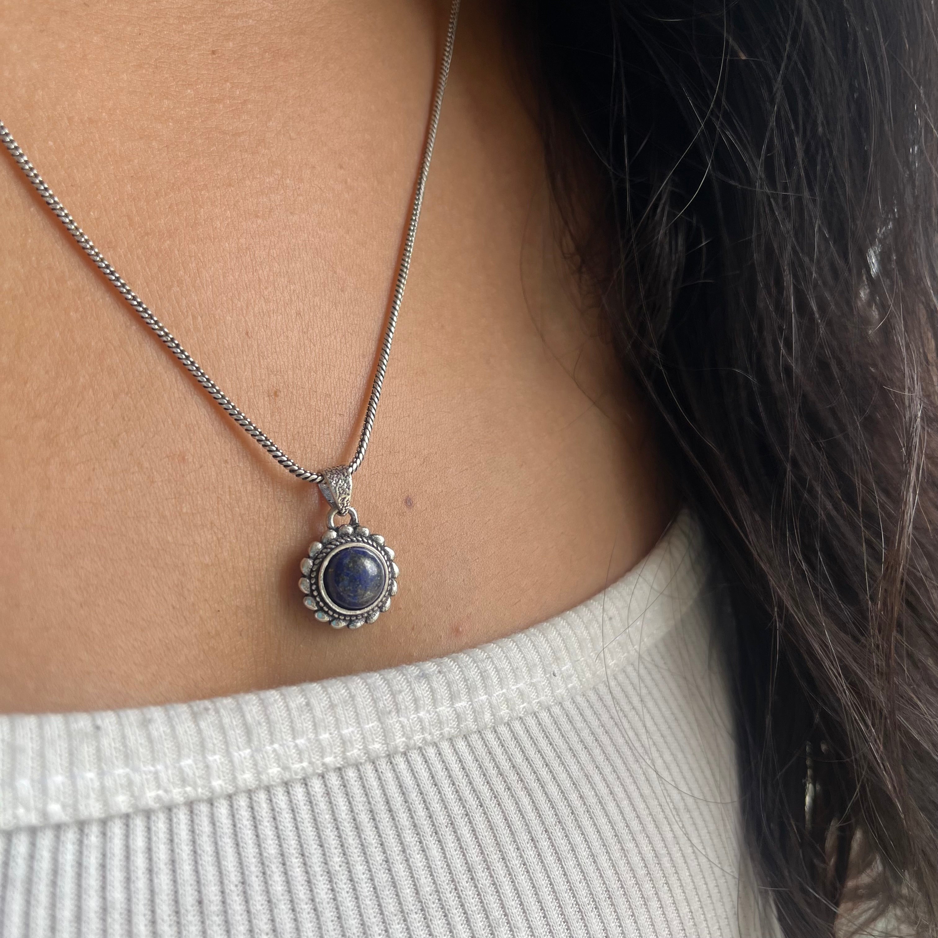 Lapis Stone Pendant & Chain