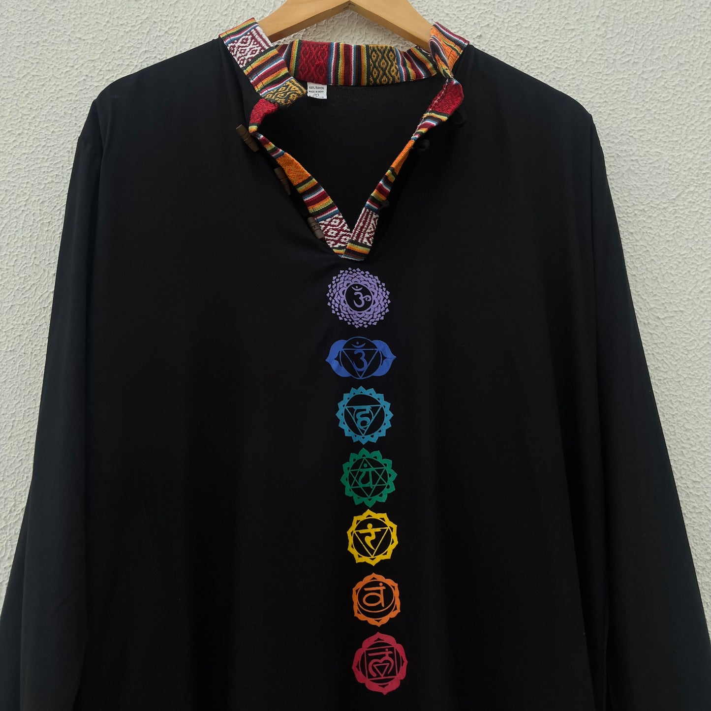 7 Chakra Kurta - Black (Mulicolour Chakra)