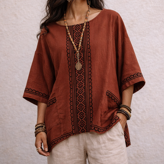 Bairan Cotton Top- Vintage Rust