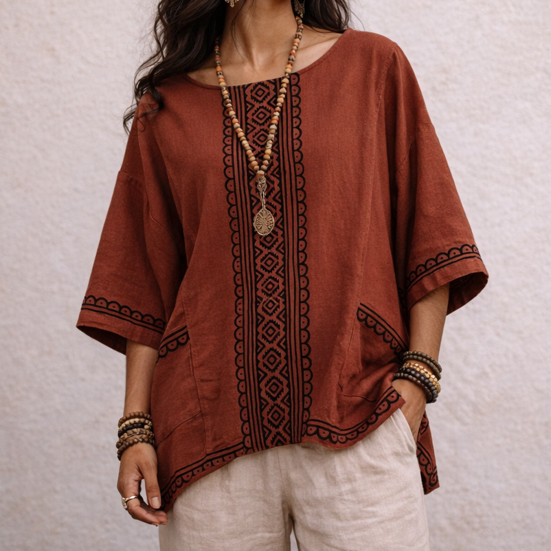 Bairan Cotton Top- Vintage Rust