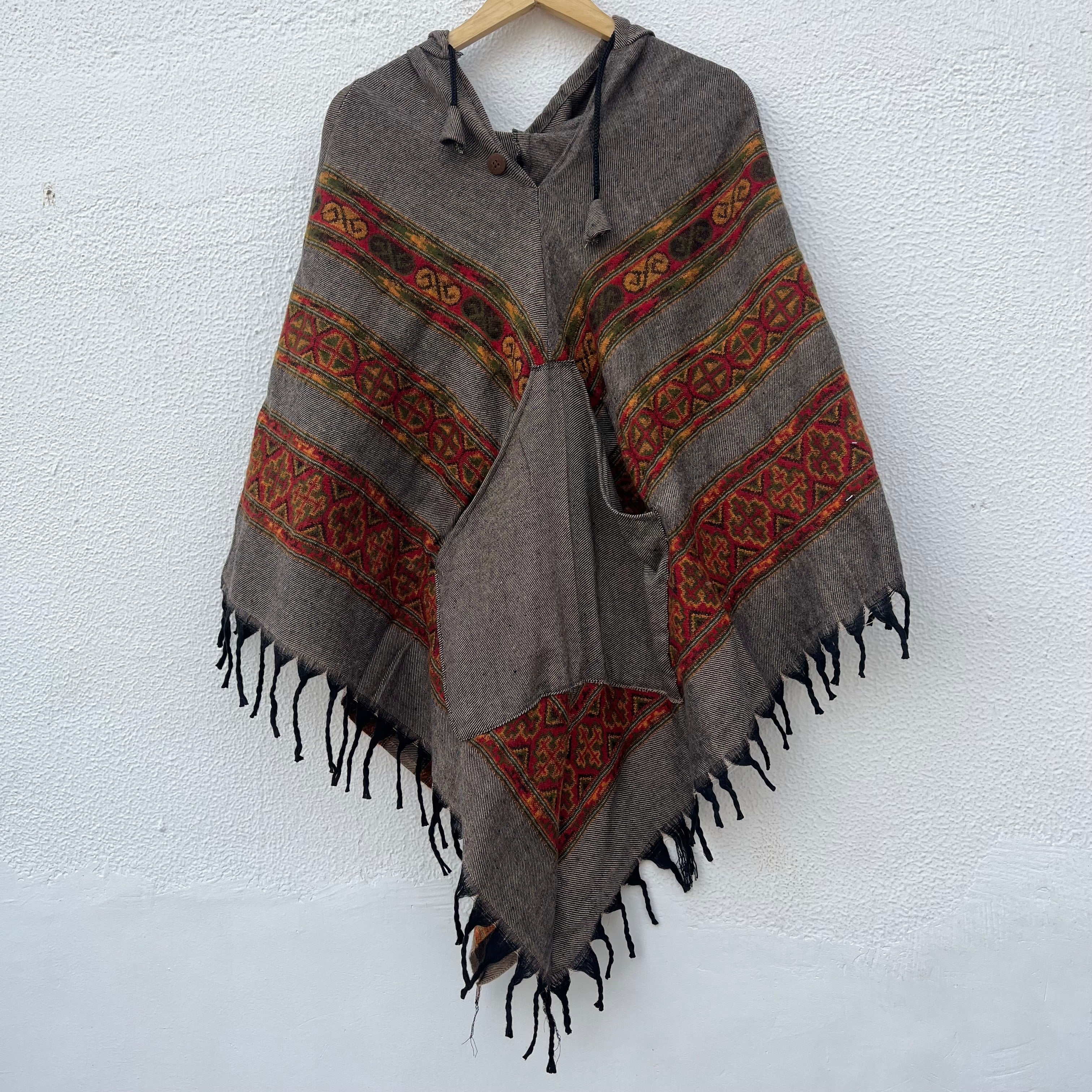 Pahadi Poncho 3 Patti with Hood - Brown
