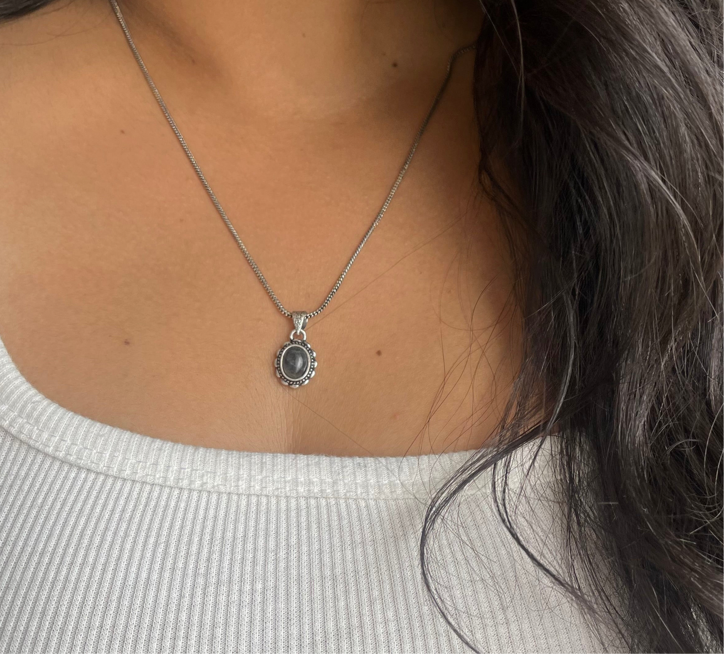 Hematite Stone Pendant & Chain