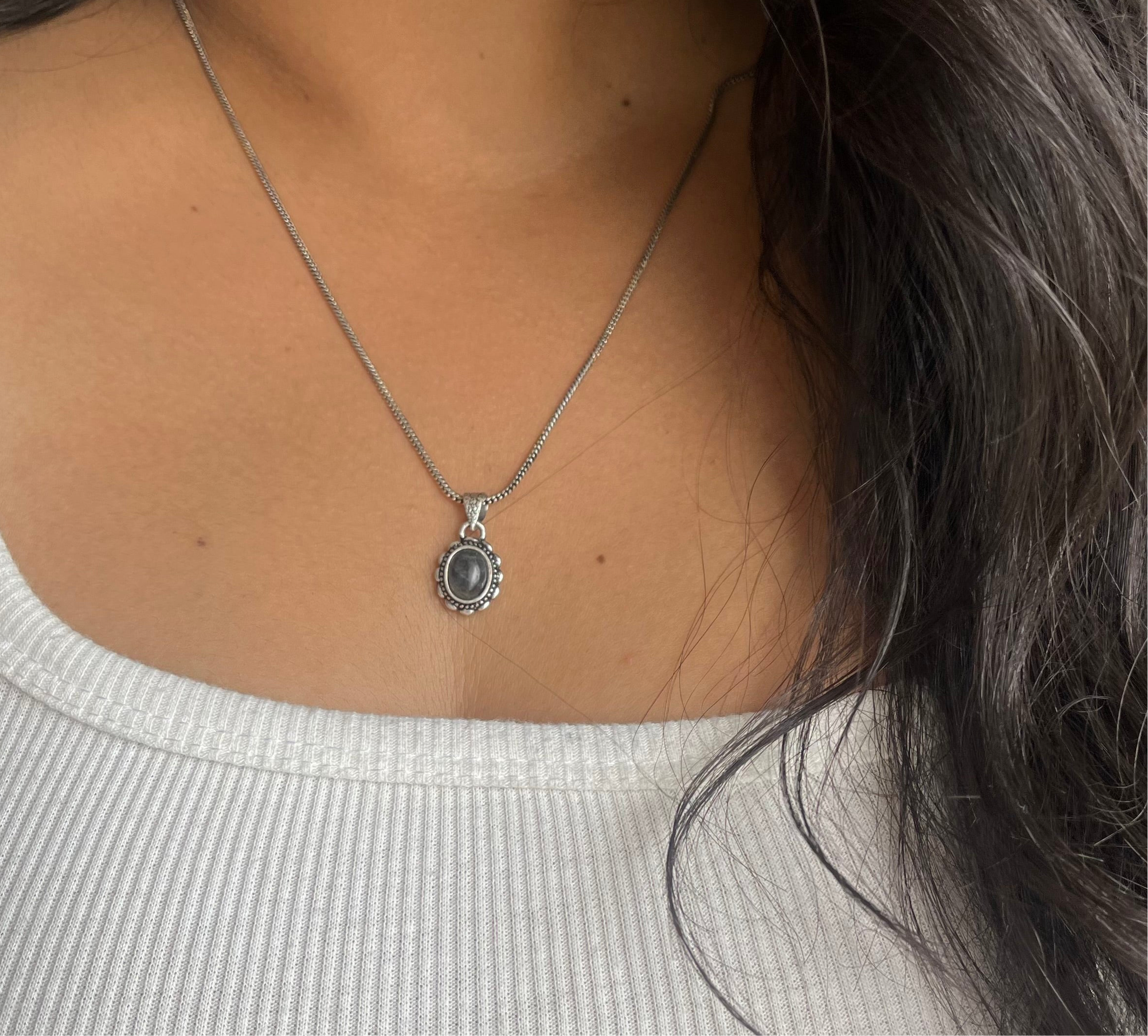 Hematite Stone Pendant & Chain