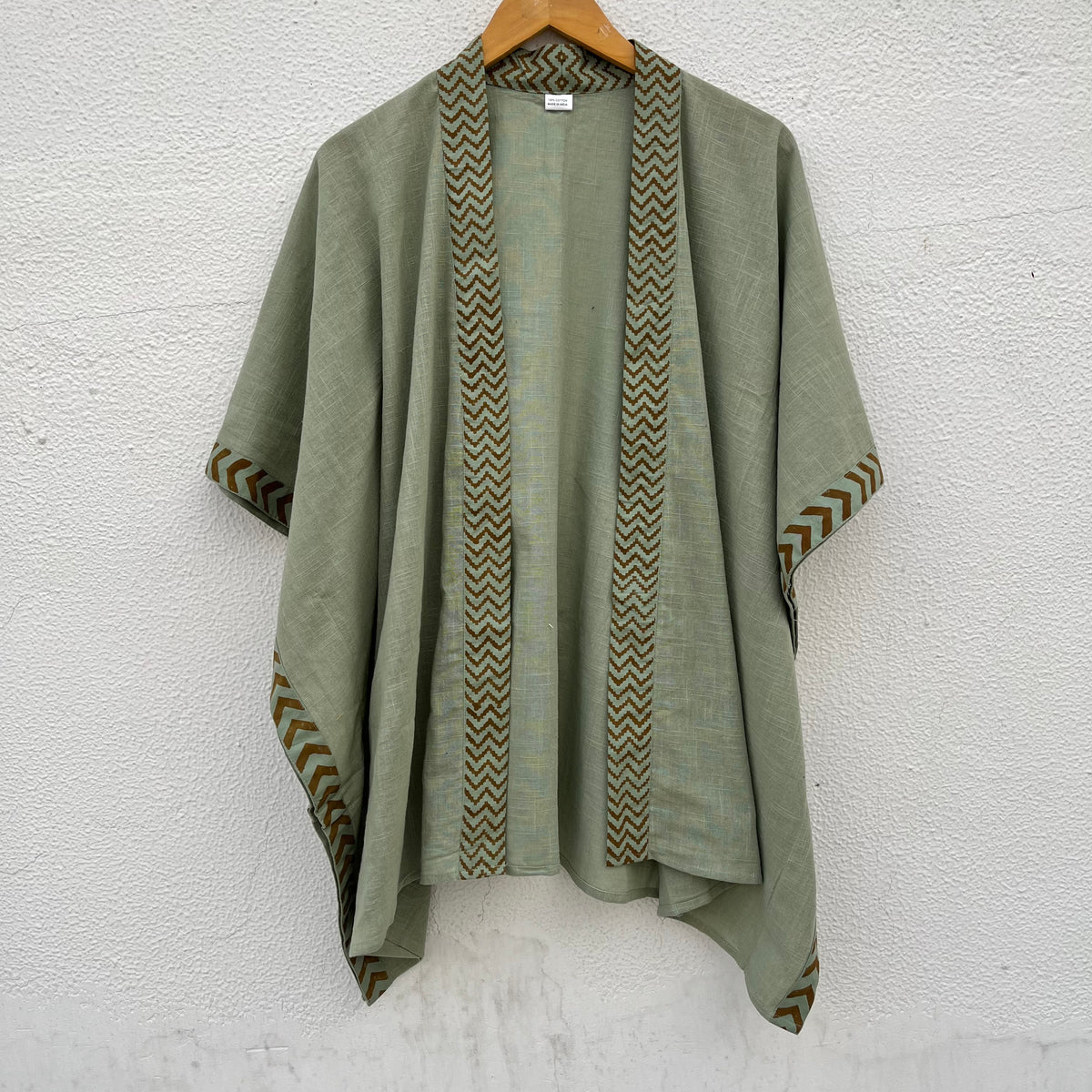 Karwaan Kaftan Cotton Shrug - Sage Green