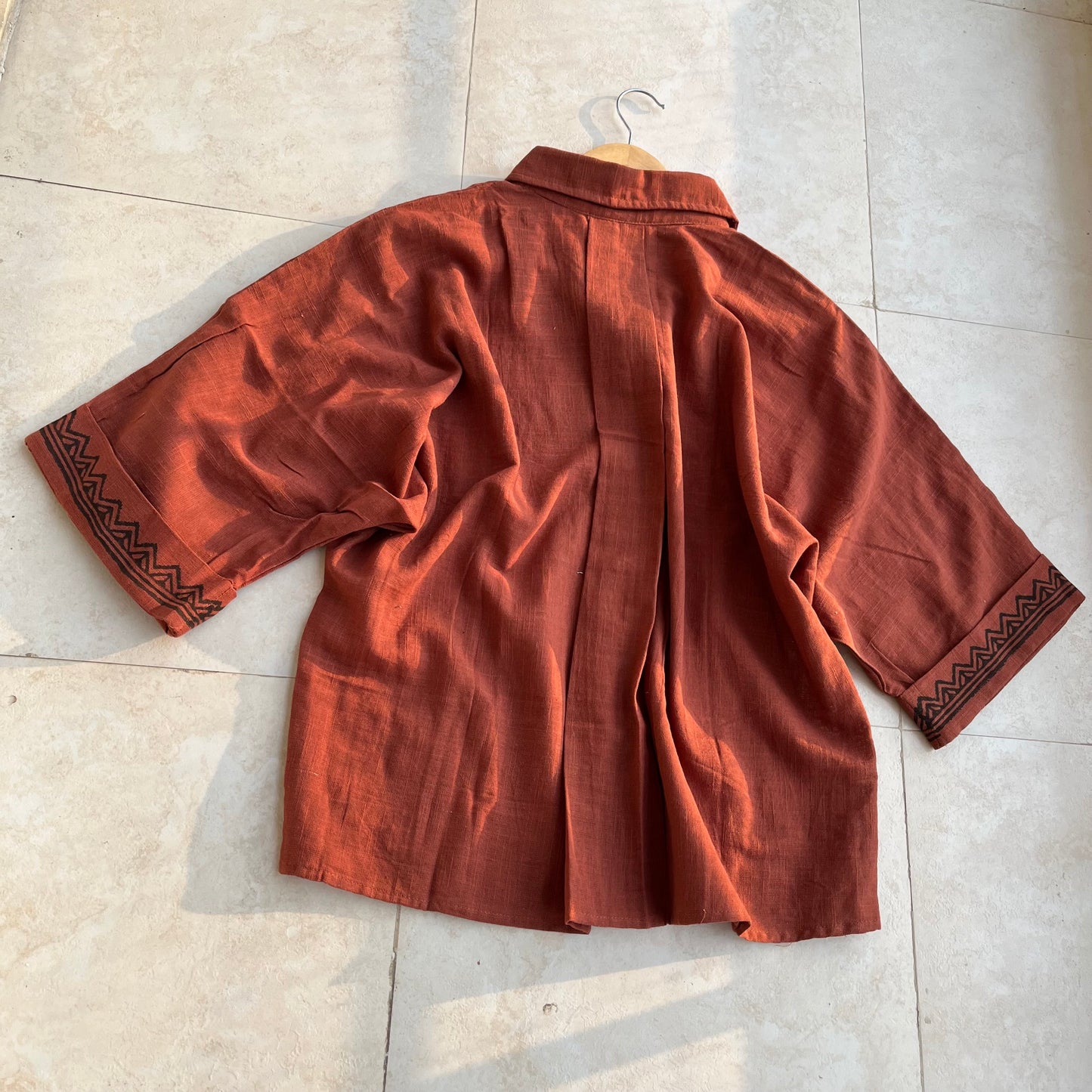 Rahgir Cotton Shirt - Rust Orange